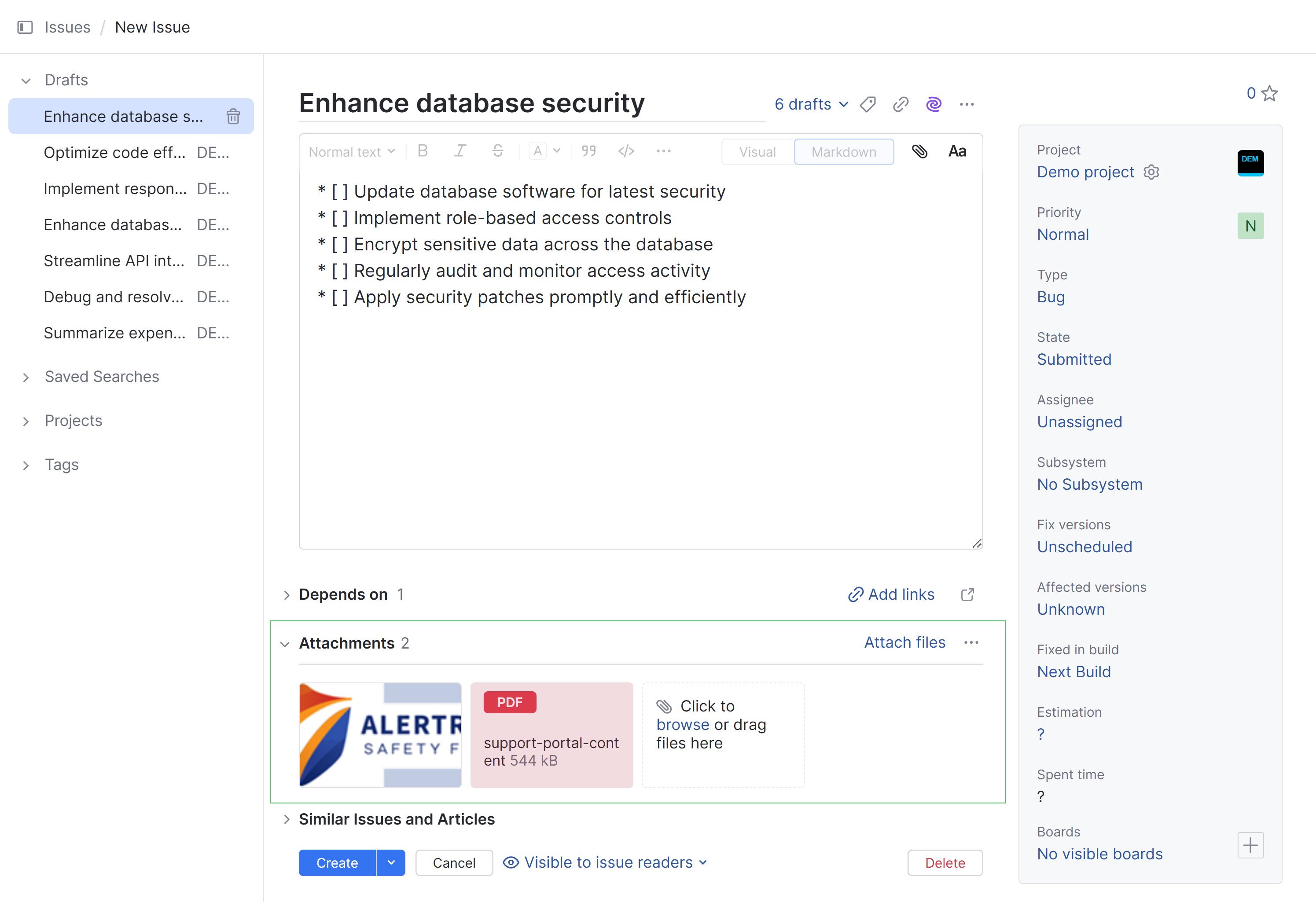 Attach files to a new issue Attach files to a new issue