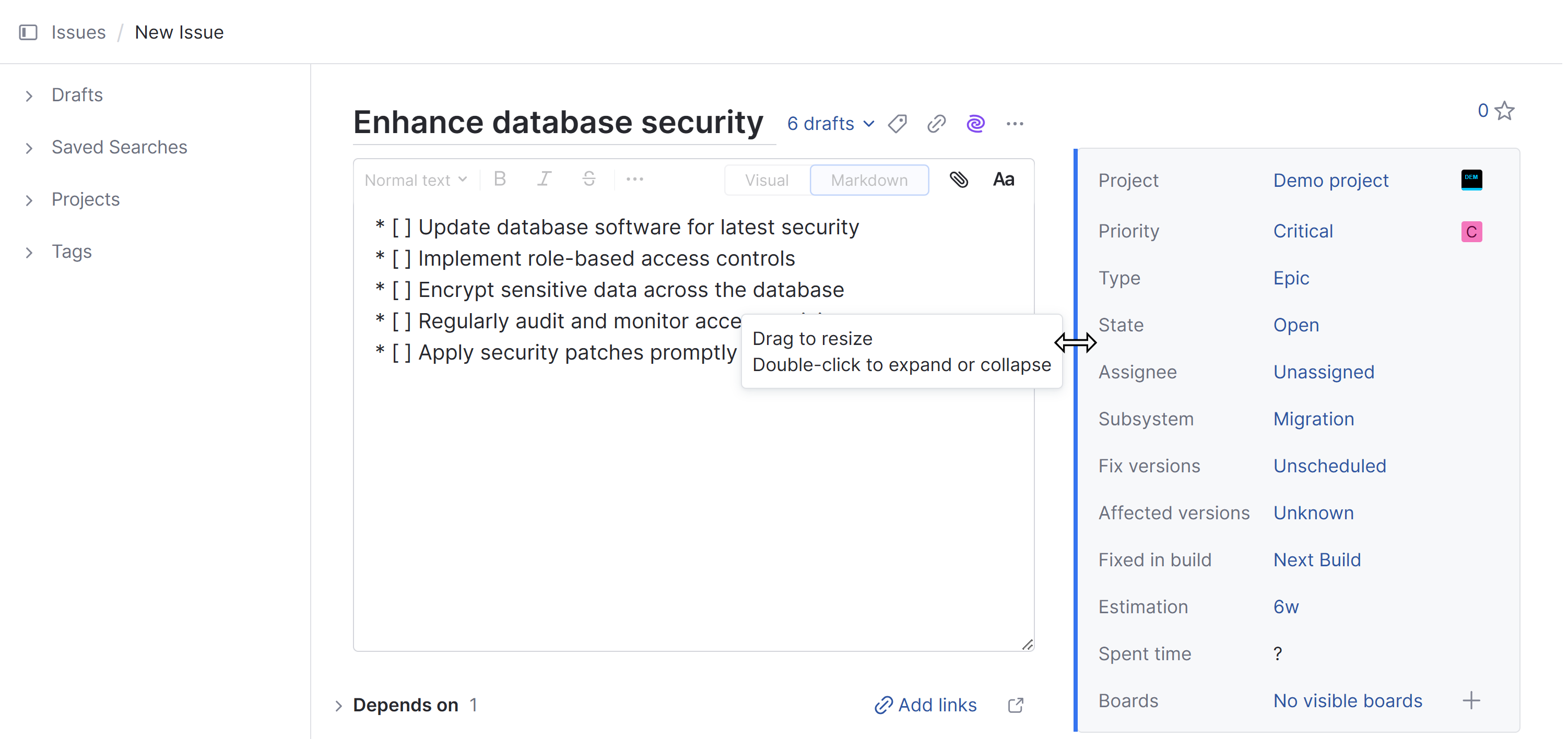 Resize the custom field panel for a new issue Resize the custom field panel for a new issue