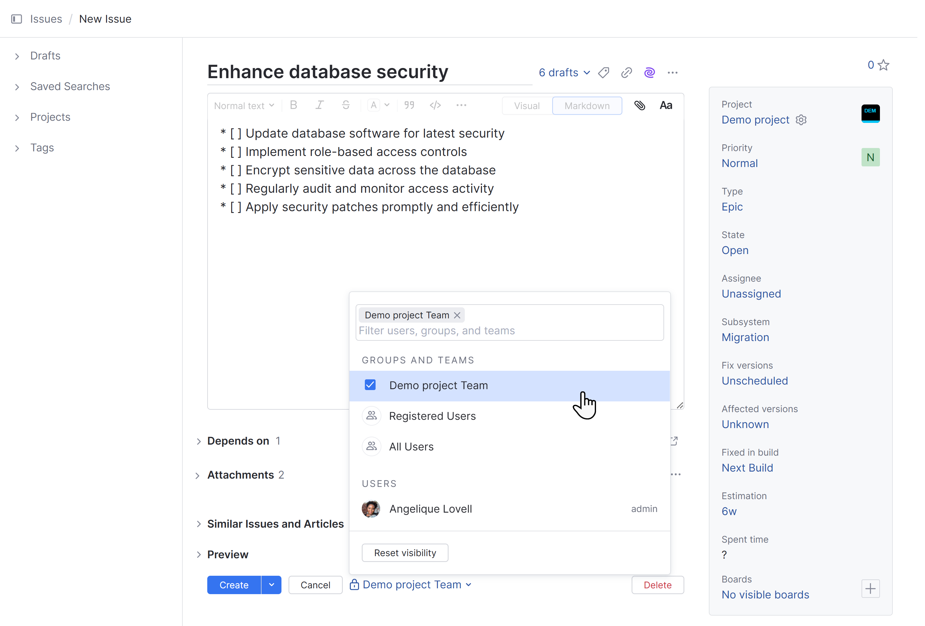 New issue visibility New issue visibility