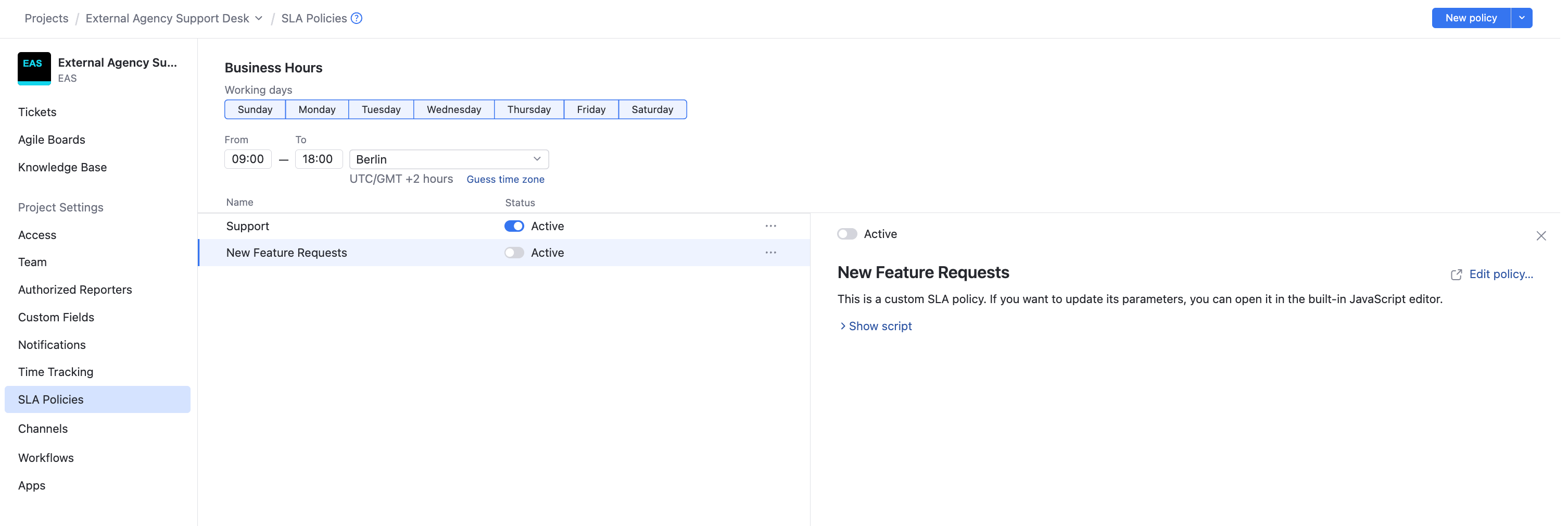 A new JavaScript SLA rule A new JavaScript SLA rule