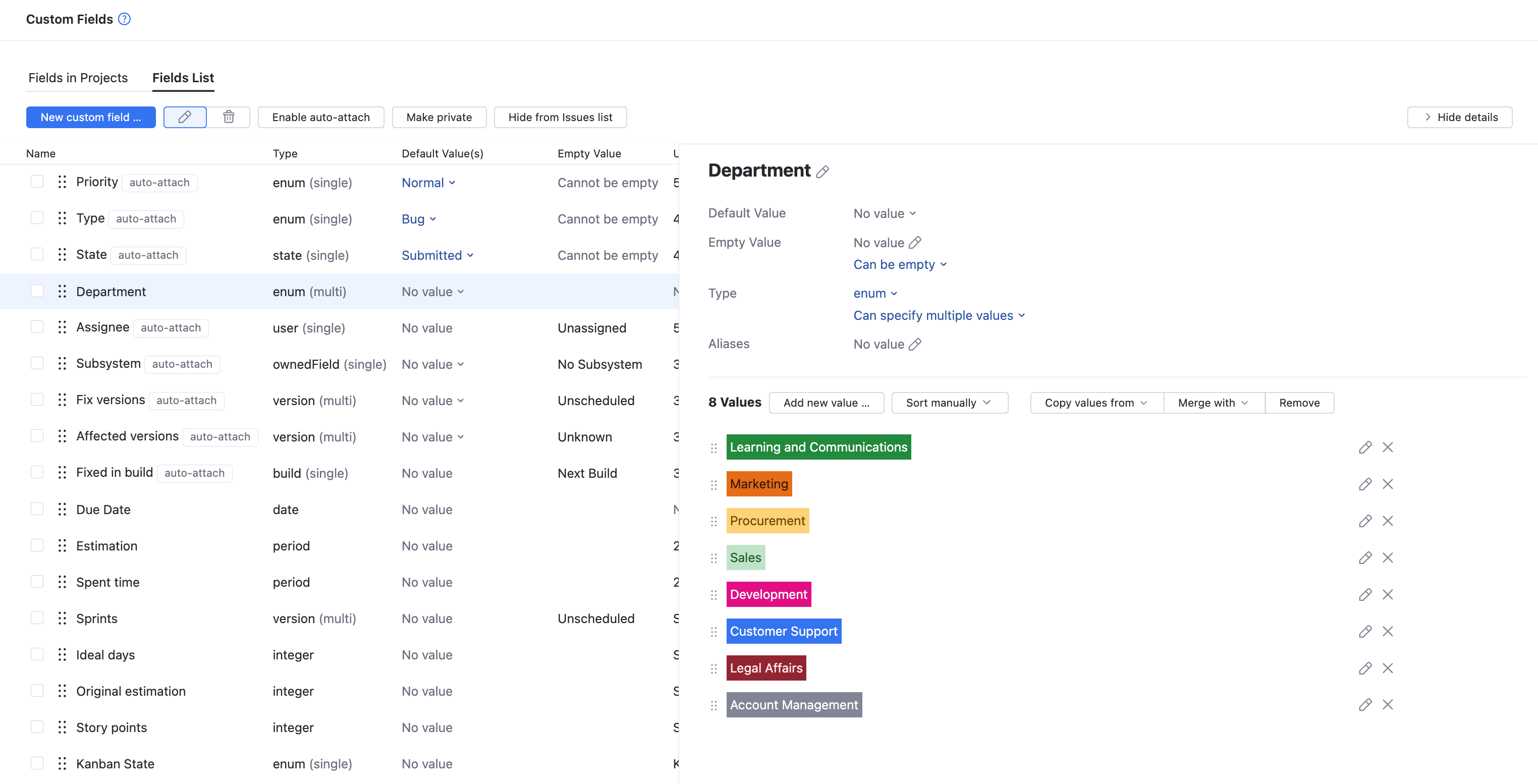 new set of values for custom field new set of values for custom field