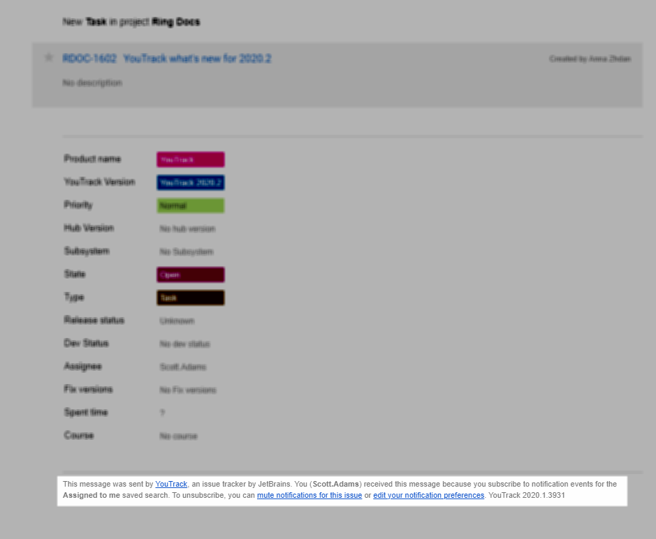 Notification email Notification email