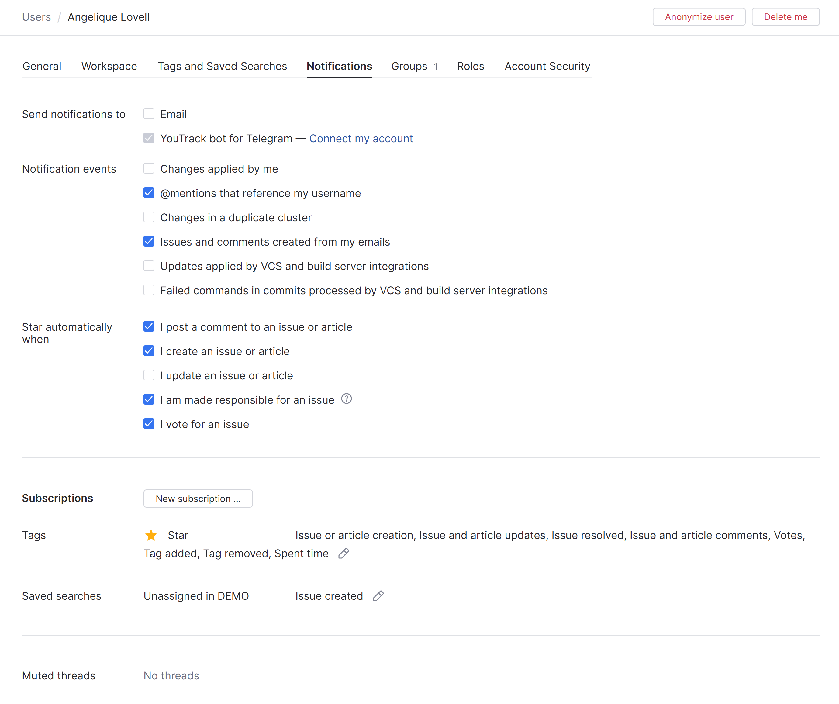 Profile notifications Profile notifications