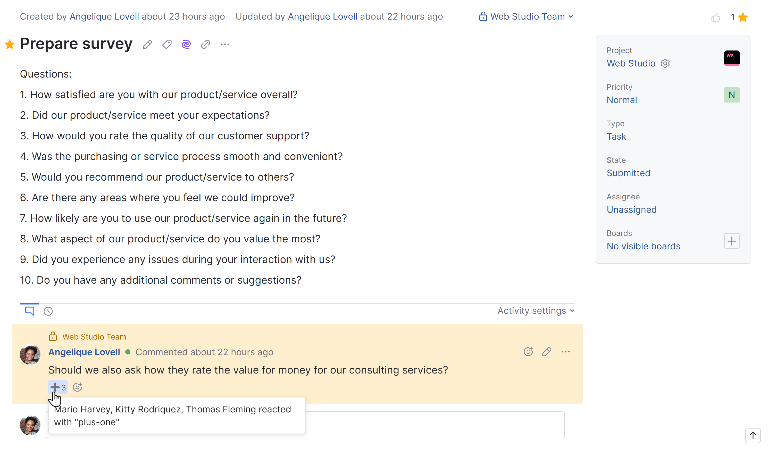 Tooltip that shows the names of users who added this reaction. Tooltip that shows the names of users who added this reaction.