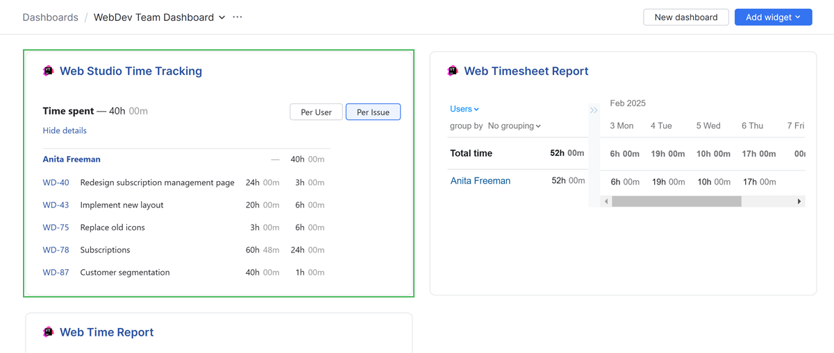Report widget saved Report widget saved