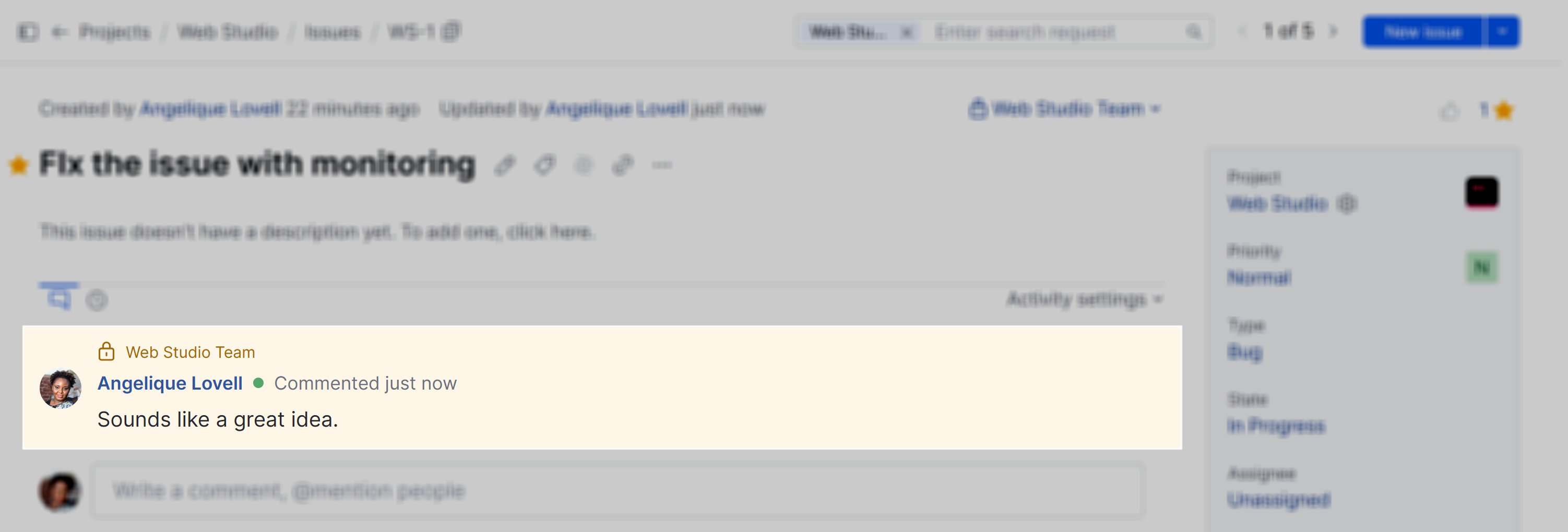 Comment with restricted visibility Comment with restricted visibility