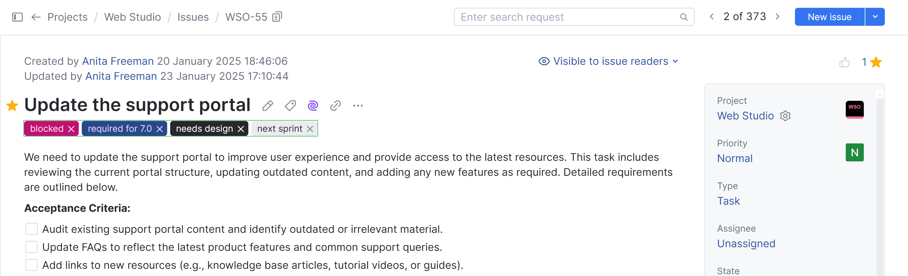 Single issue view tags Single issue view tags