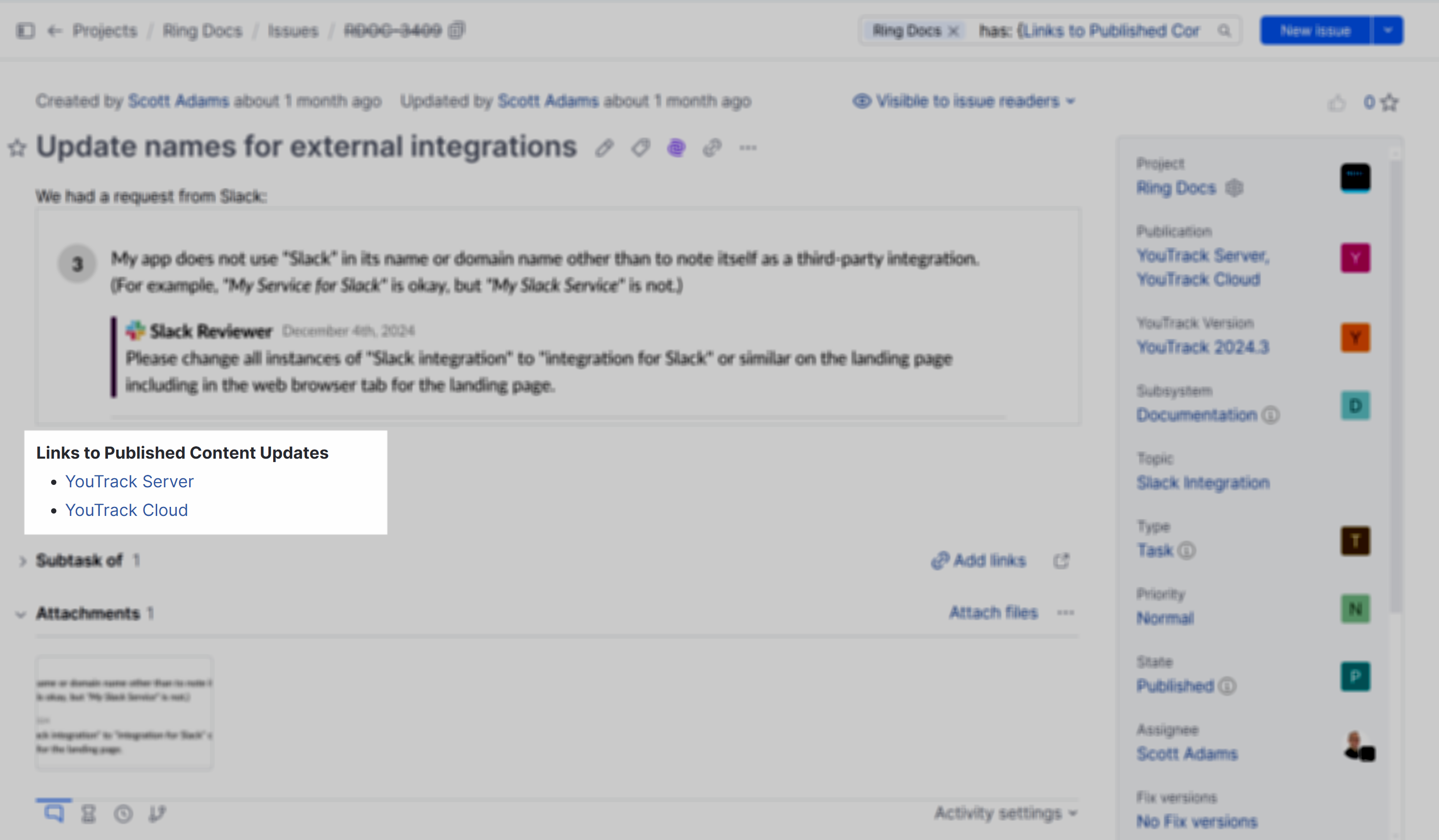 Text field single issue view Text field single issue view