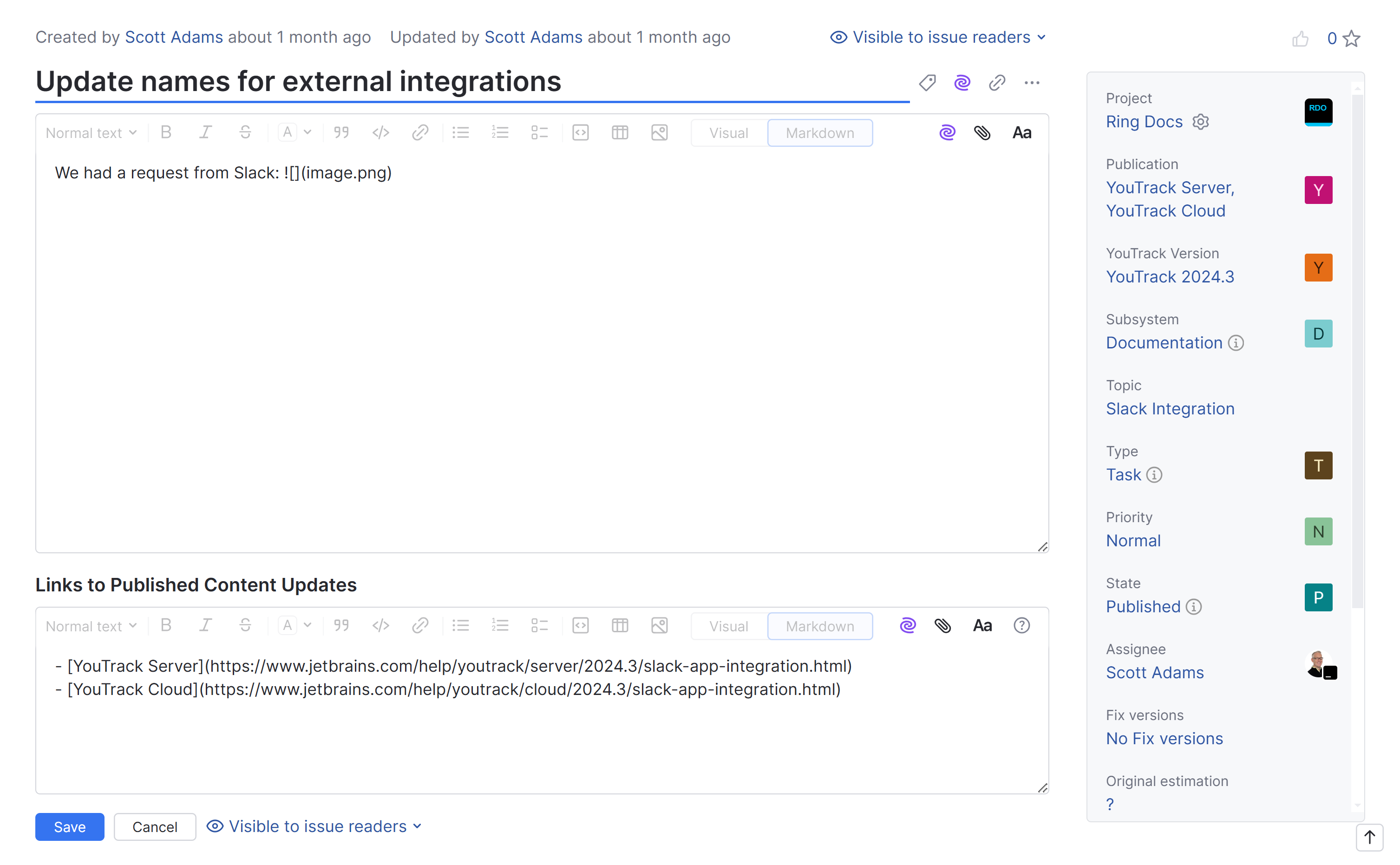 Supplemental fields for text in YouTrack. Supplemental fields for text in YouTrack.