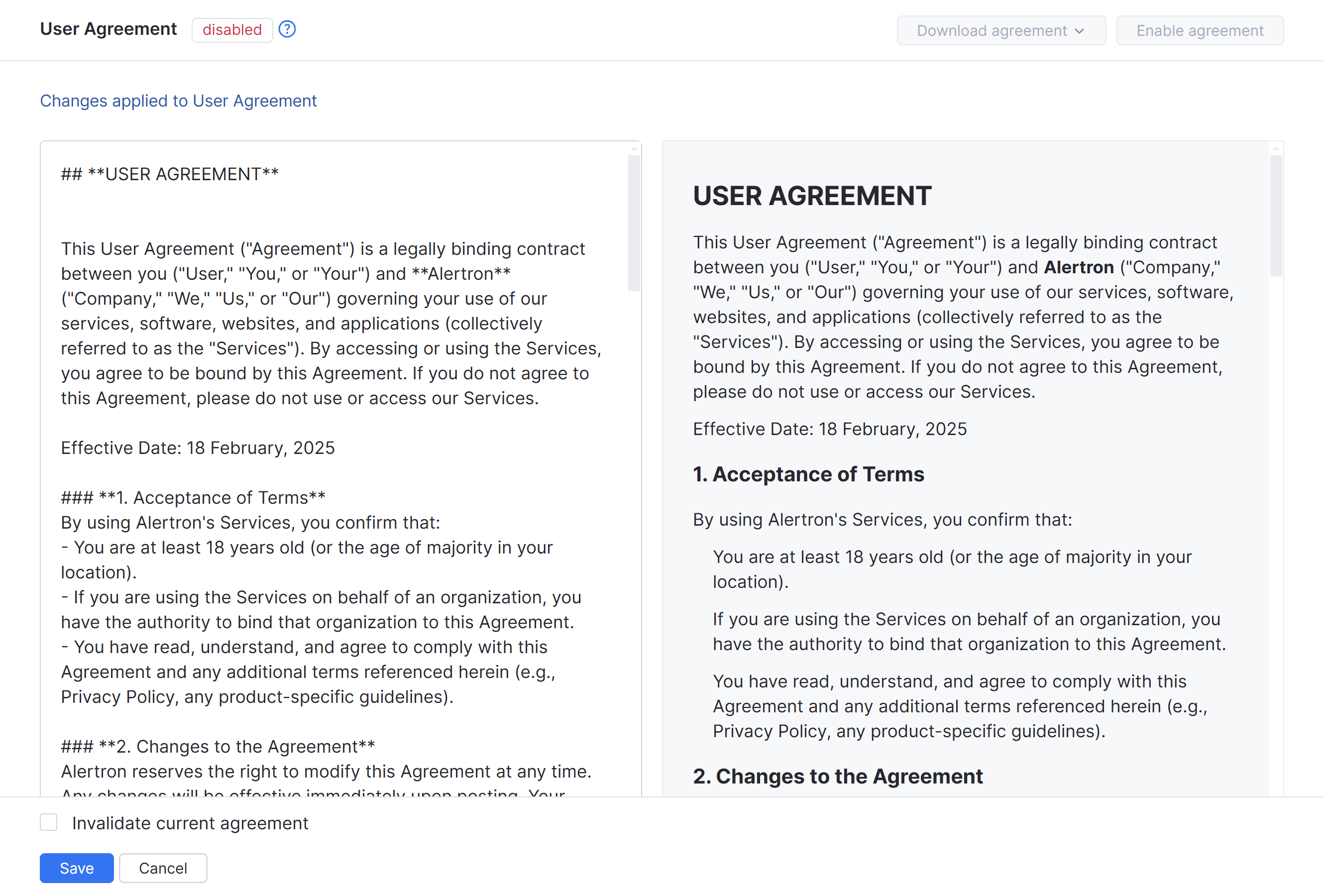 User agreement User agreement