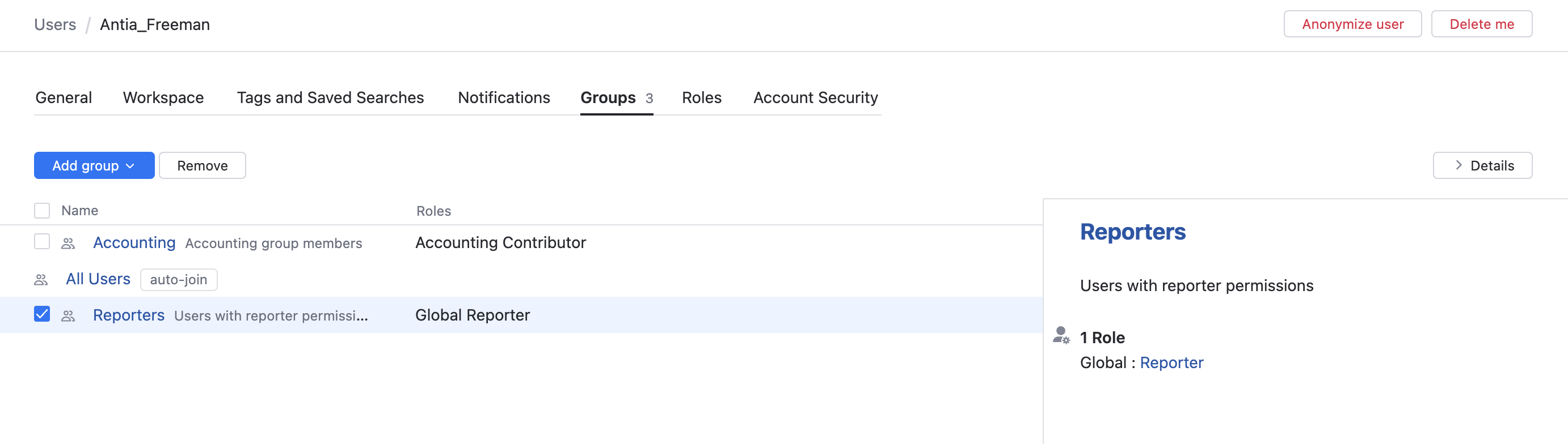 User group memberships User group memberships