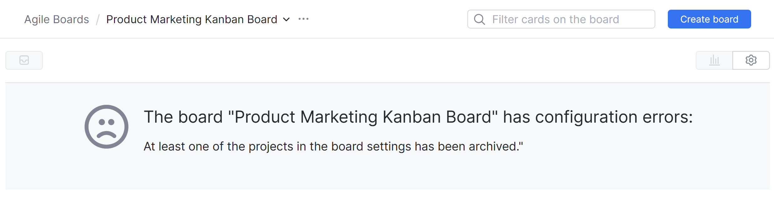Agile board with configuration error. Agile board with configuration error.