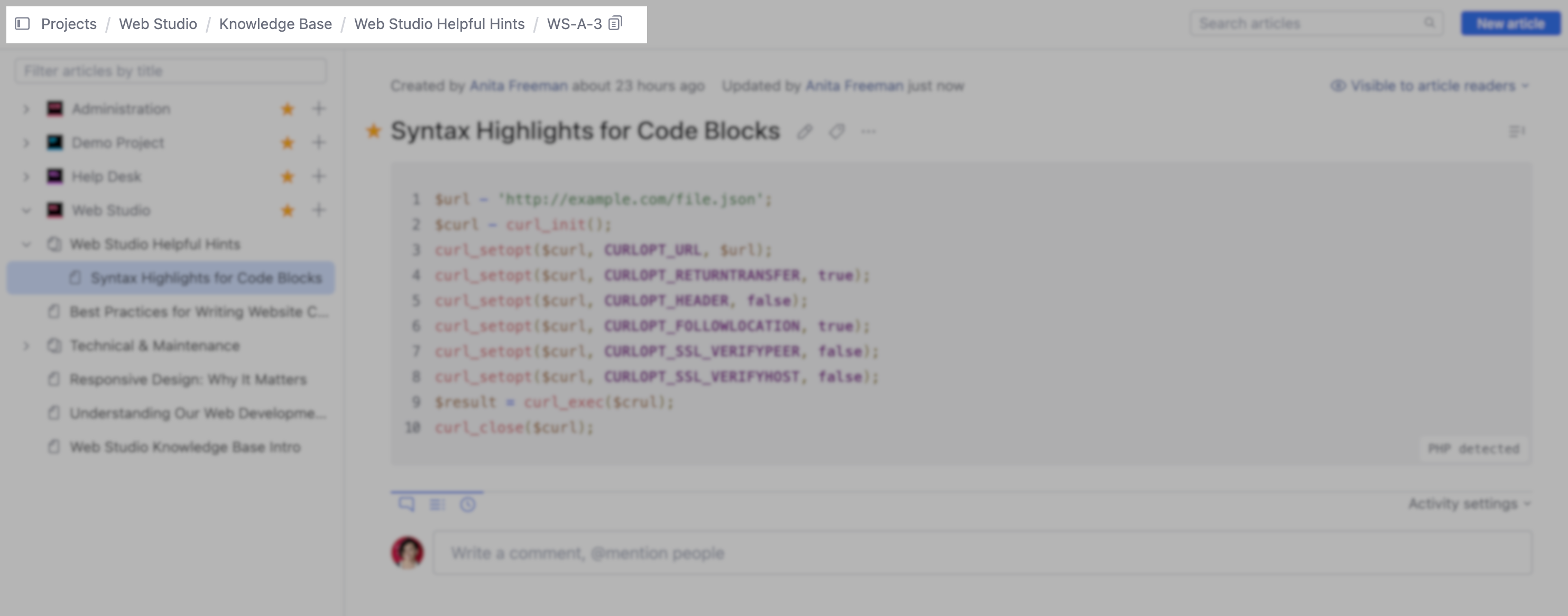 Breadcrumb navigation for an article in the knowledge base. Breadcrumb navigation for an article in the knowledge base.