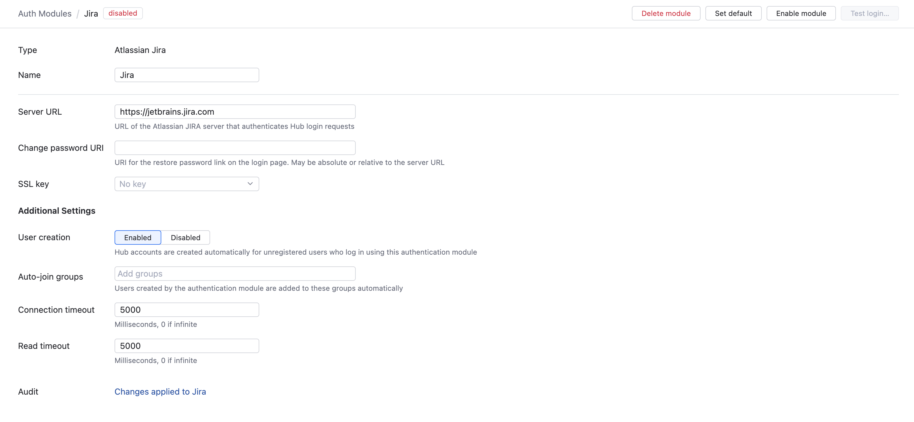 Jira auth module enabled Jira auth module enabled