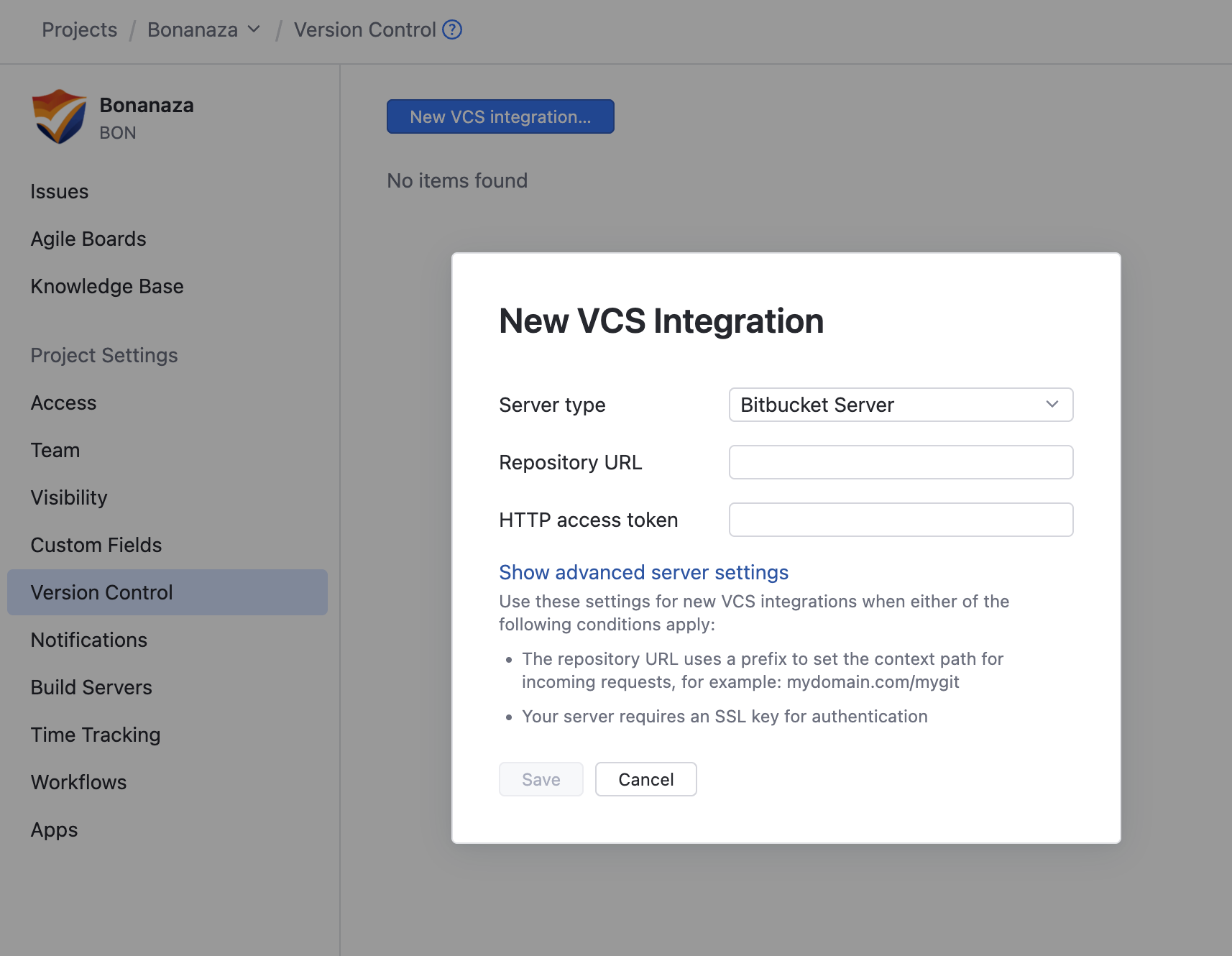 new Bitbucket Server VCS integration new Bitbucket Server VCS integration