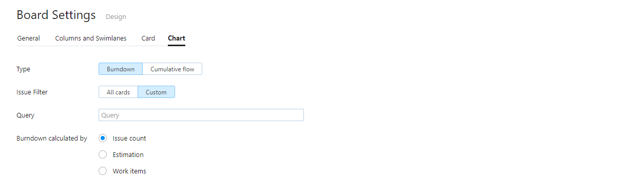 Board settings burndown chart Board settings burndown chart