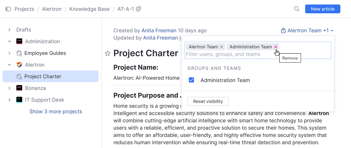 Changing visibility for a published article. Changing visibility for a published article.