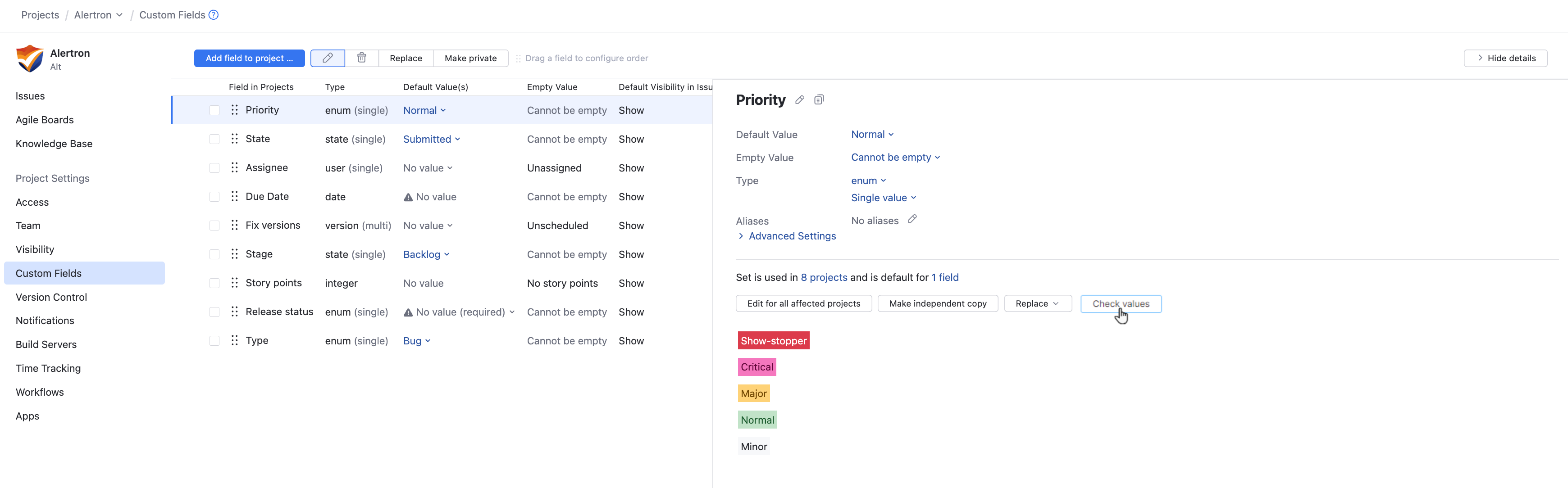 Option for checking a field for consistent values. Option for checking a field for consistent values.
