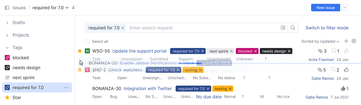 Select Saved Search or Tag Select Saved Search or Tag