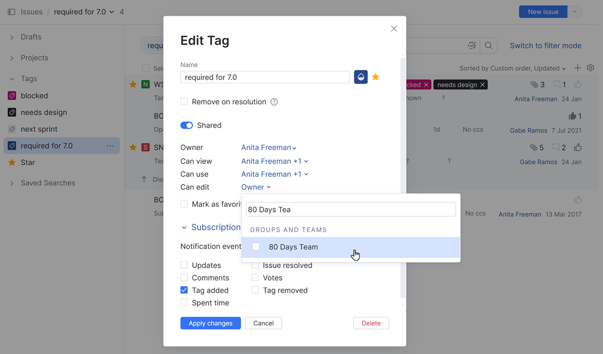 Select Saved Search or Tag Select Saved Search or Tag