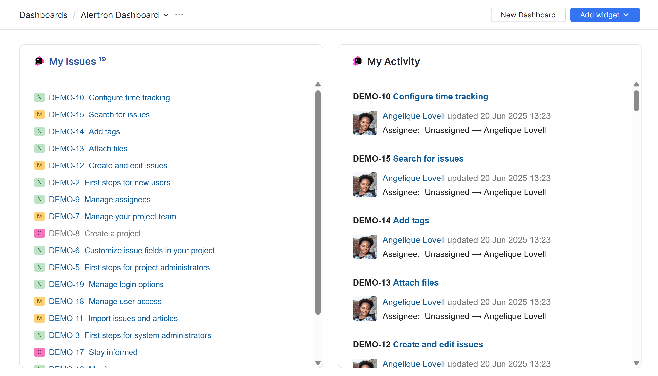 Personalizing the default dashboard. Personalizing the default dashboard.