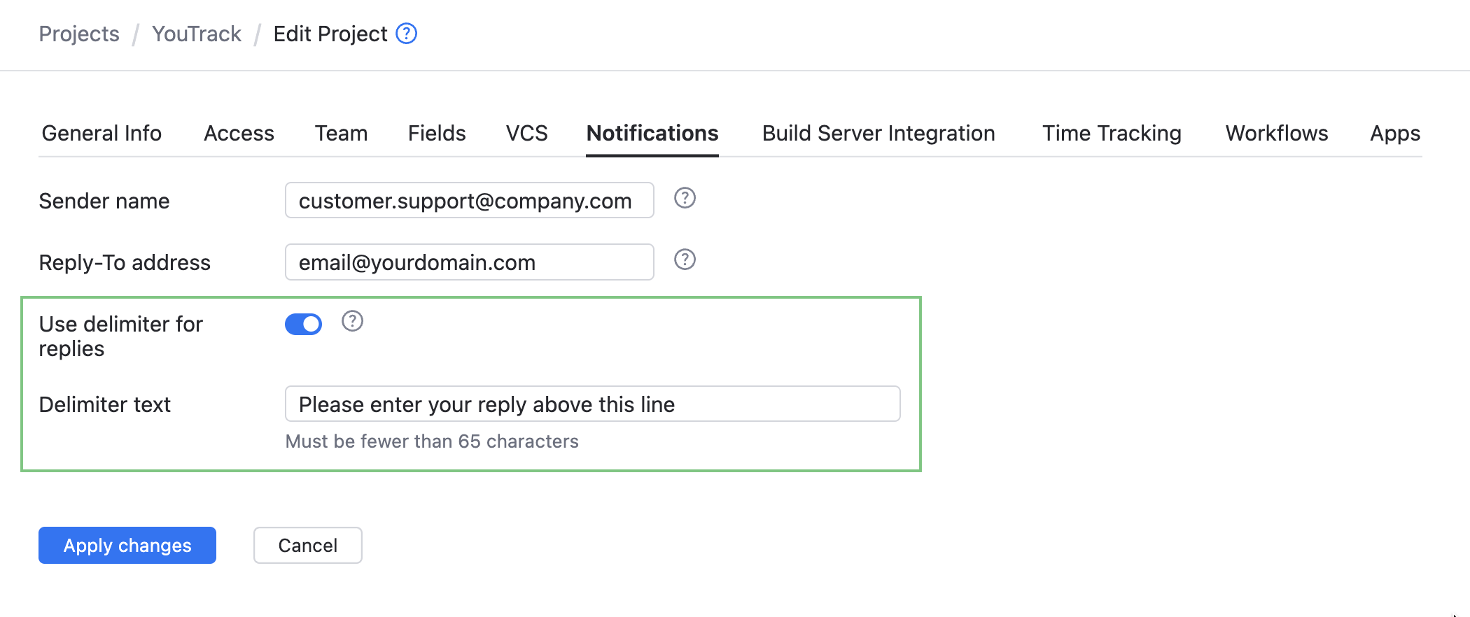 Delimiter for the replies Delimiter for the replies