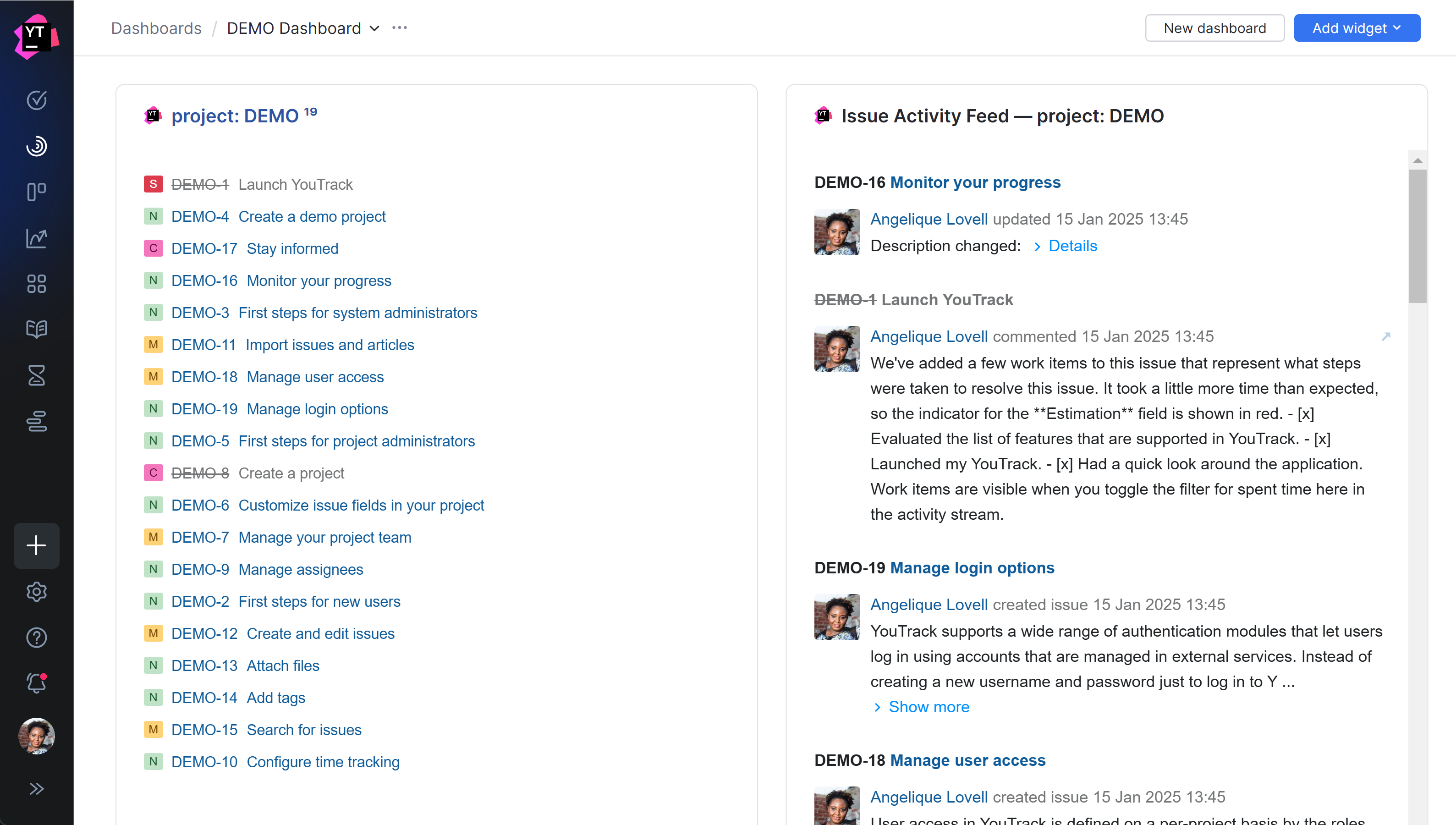 Dashboard for the demo project. Dashboard for the demo project.