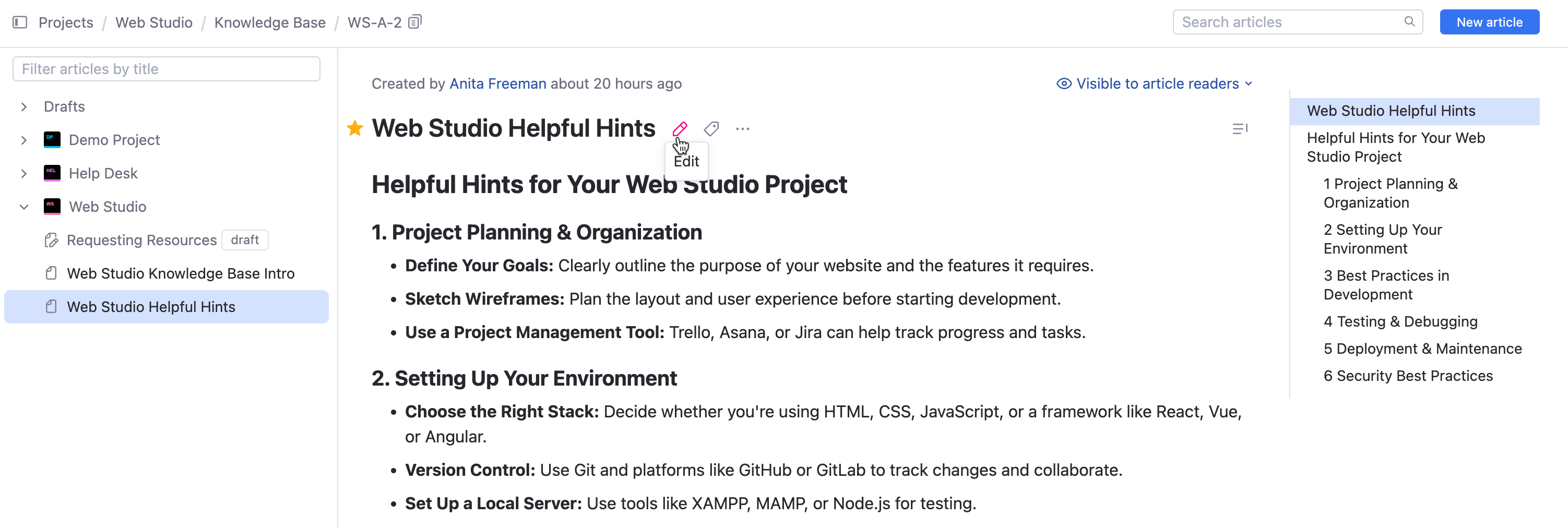 Edit a published article. Edit a published article.