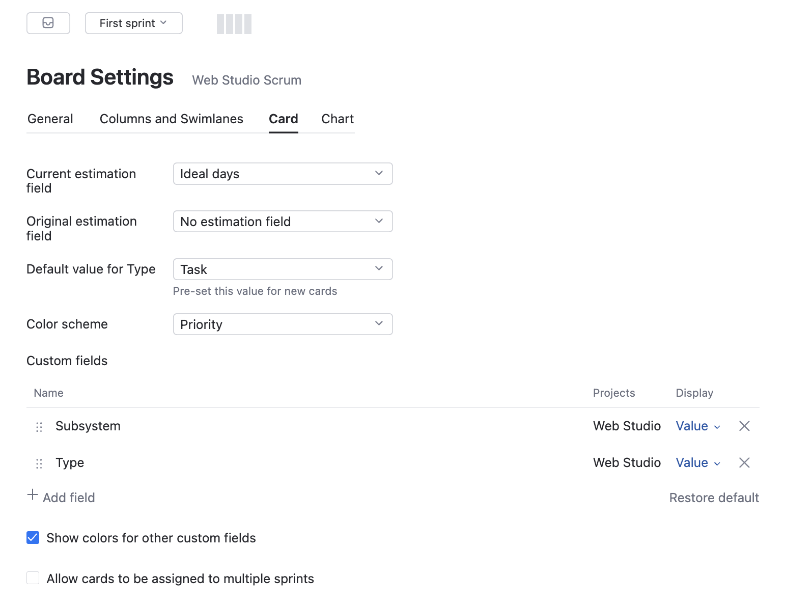 Feature board settings Feature board settings