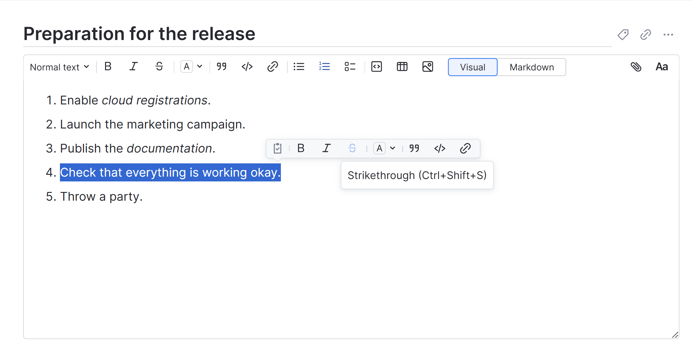 Floating toolbar for a text selection. Floating toolbar for a text selection.