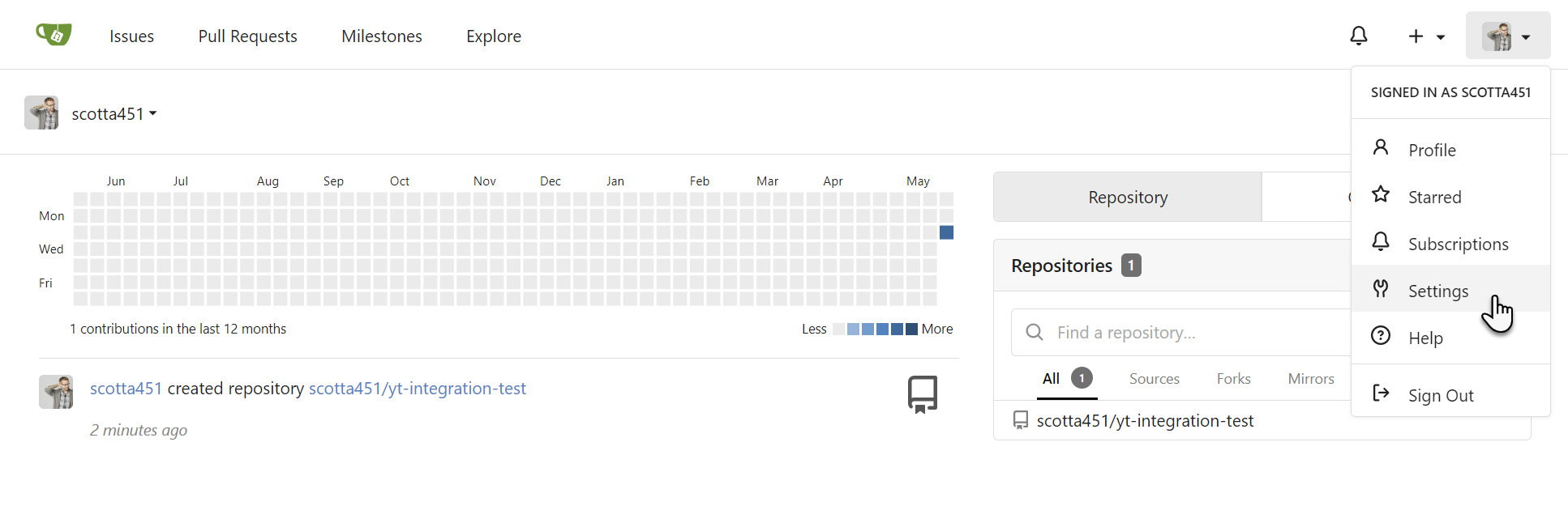 Open the user menu and select Settings Open the user menu and select Settings