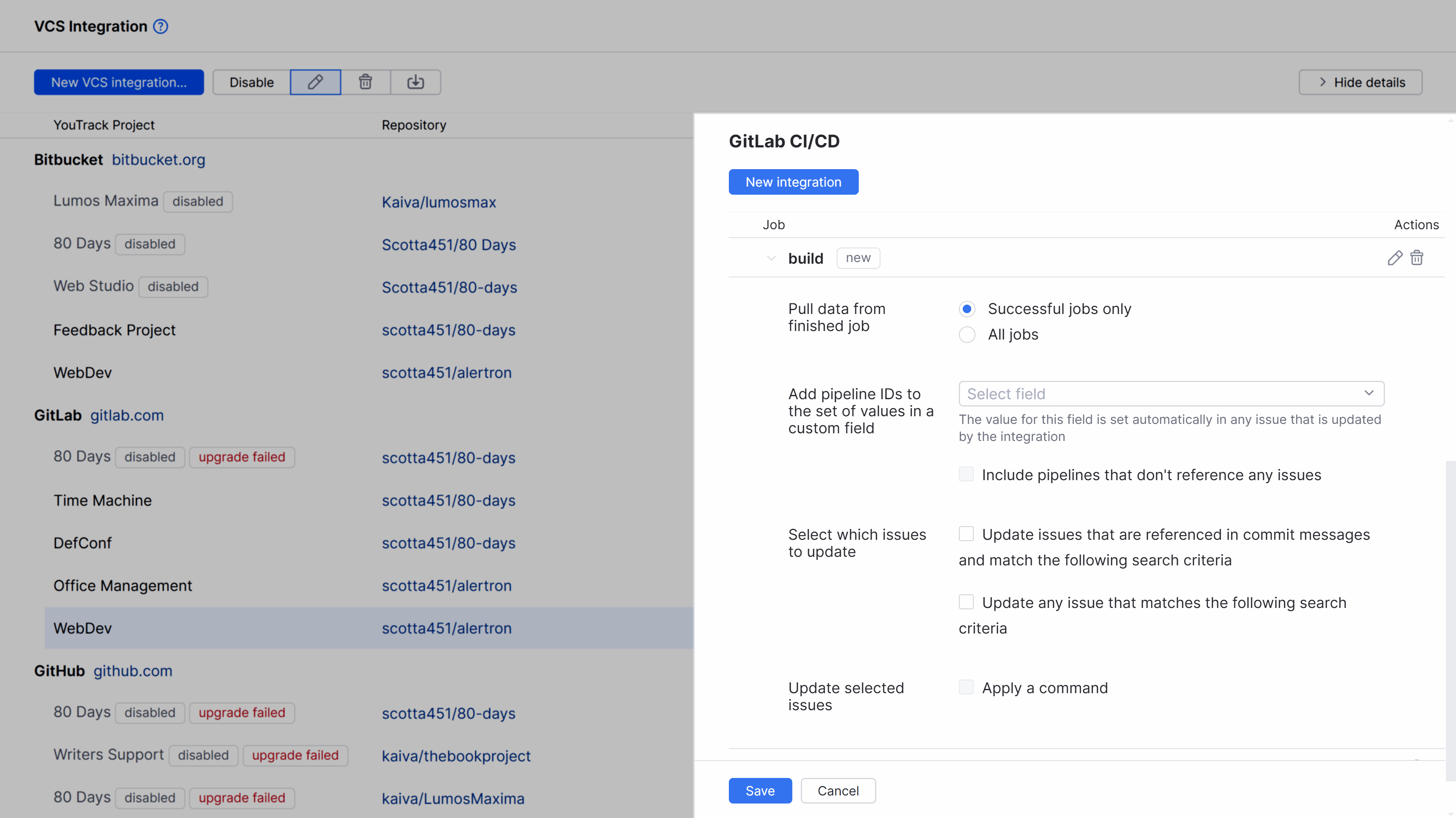 Settings for a new job in GitLab. Settings for a new job in GitLab.