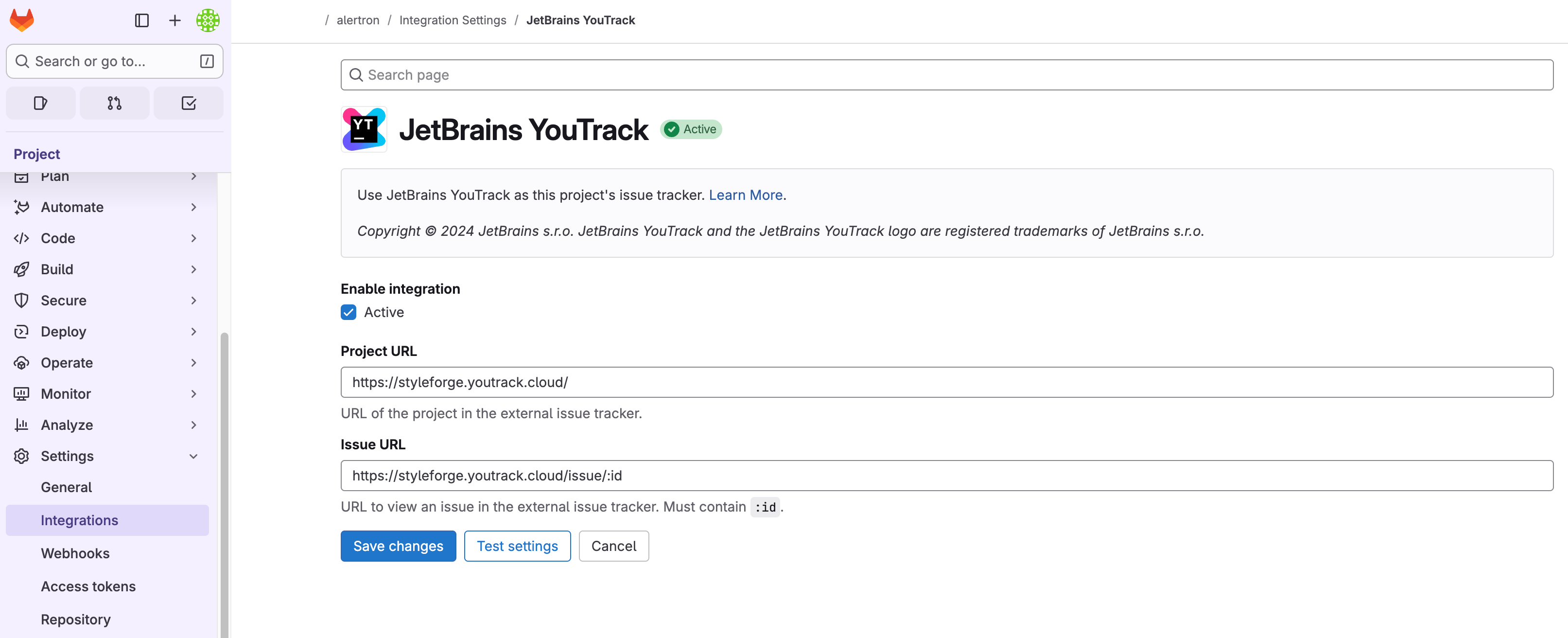 GitLab integration setup GitLab integration setup