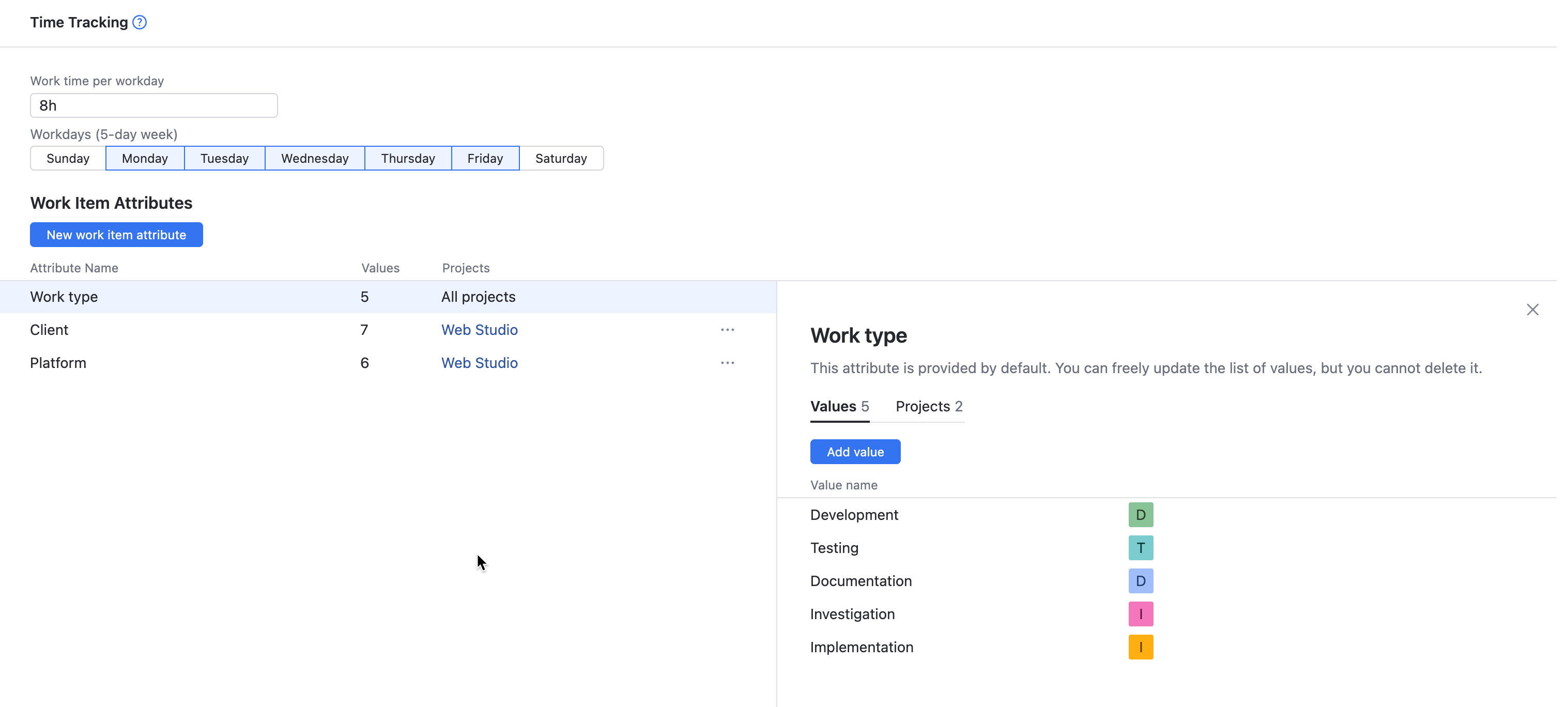 Global time tracking settings Global time tracking settings