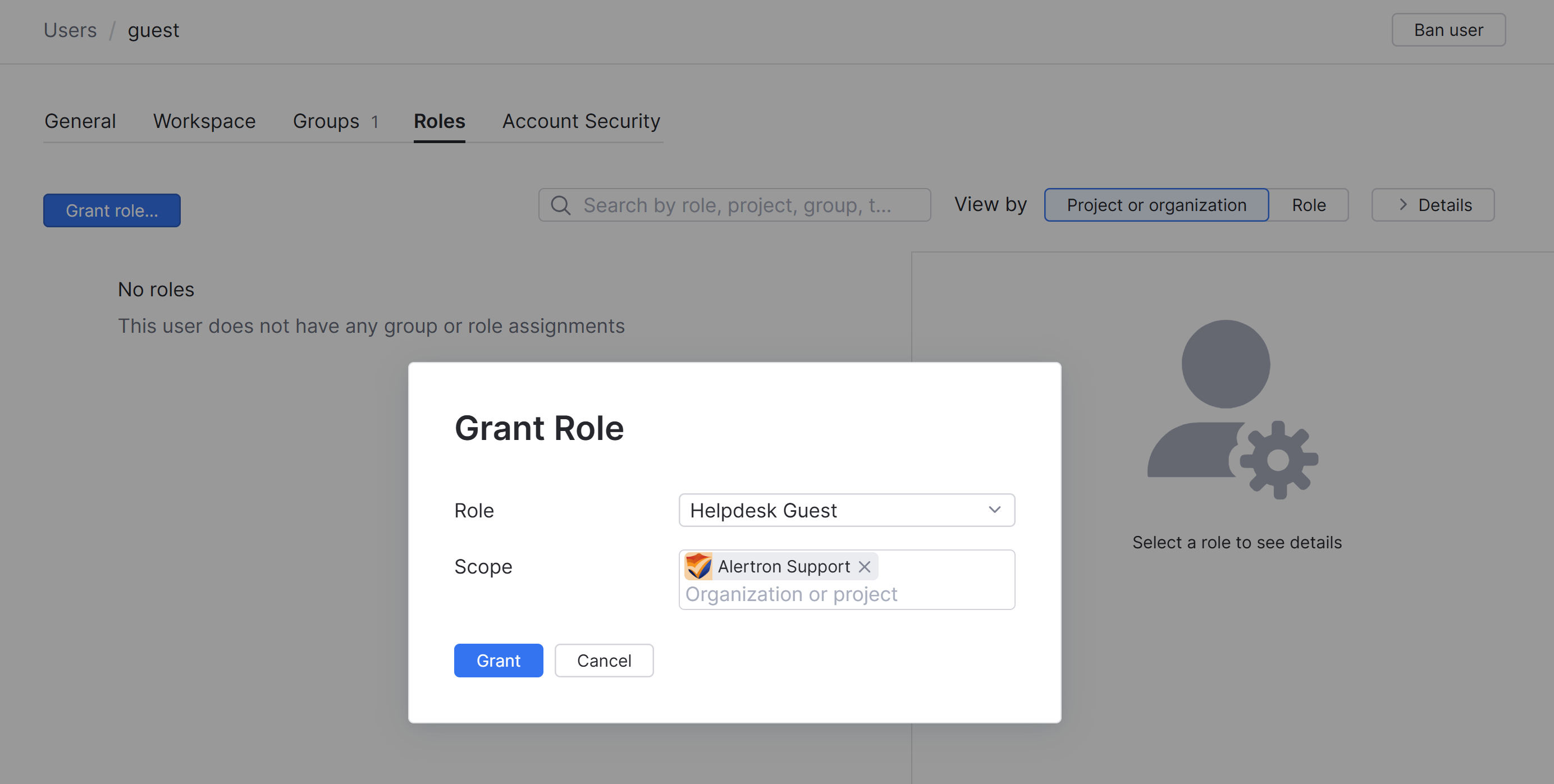 Controls for granting a dedicated role to the guest account. Controls for granting a dedicated role to the guest account.