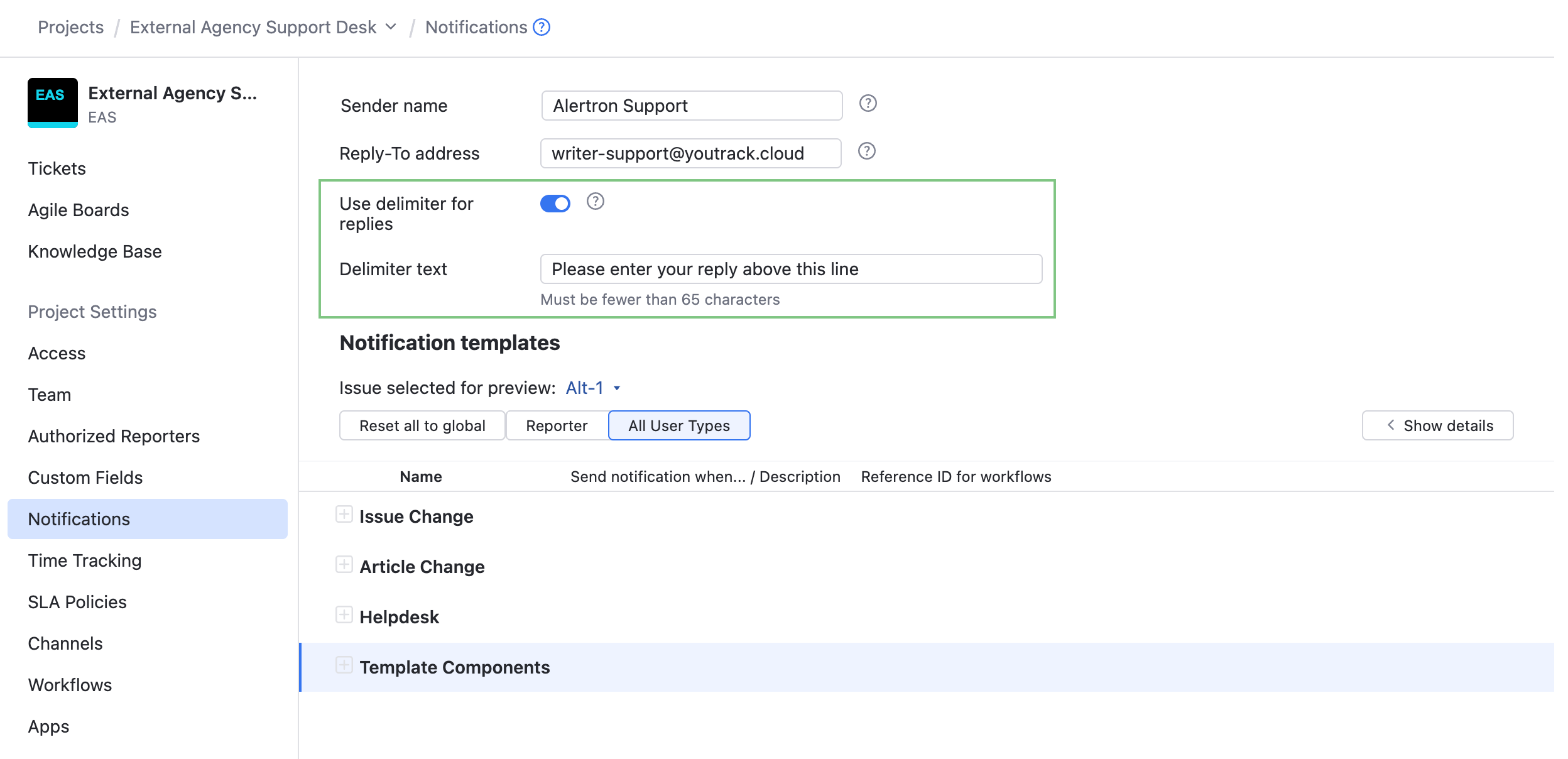 Delimiter for the replies Delimiter for the replies