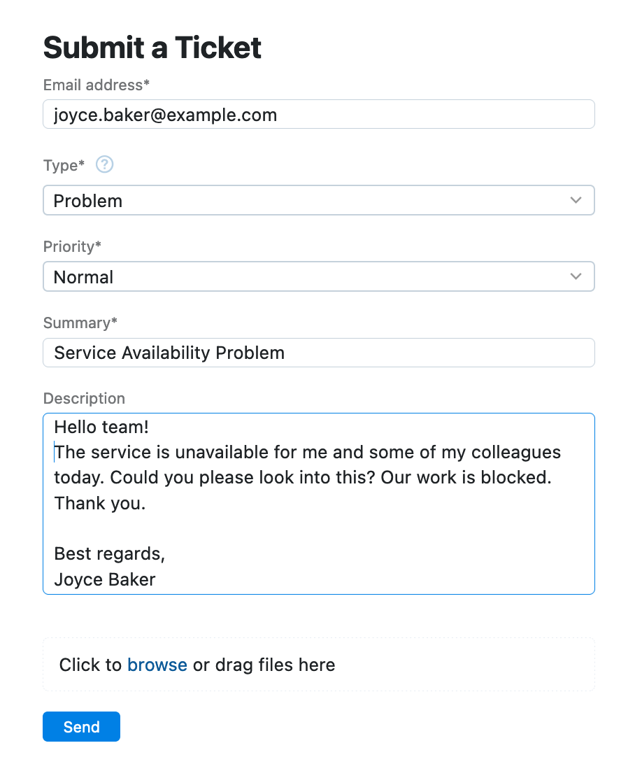 Creating a new ticket in a Helpdesk project Creating a new ticket in a Helpdesk project