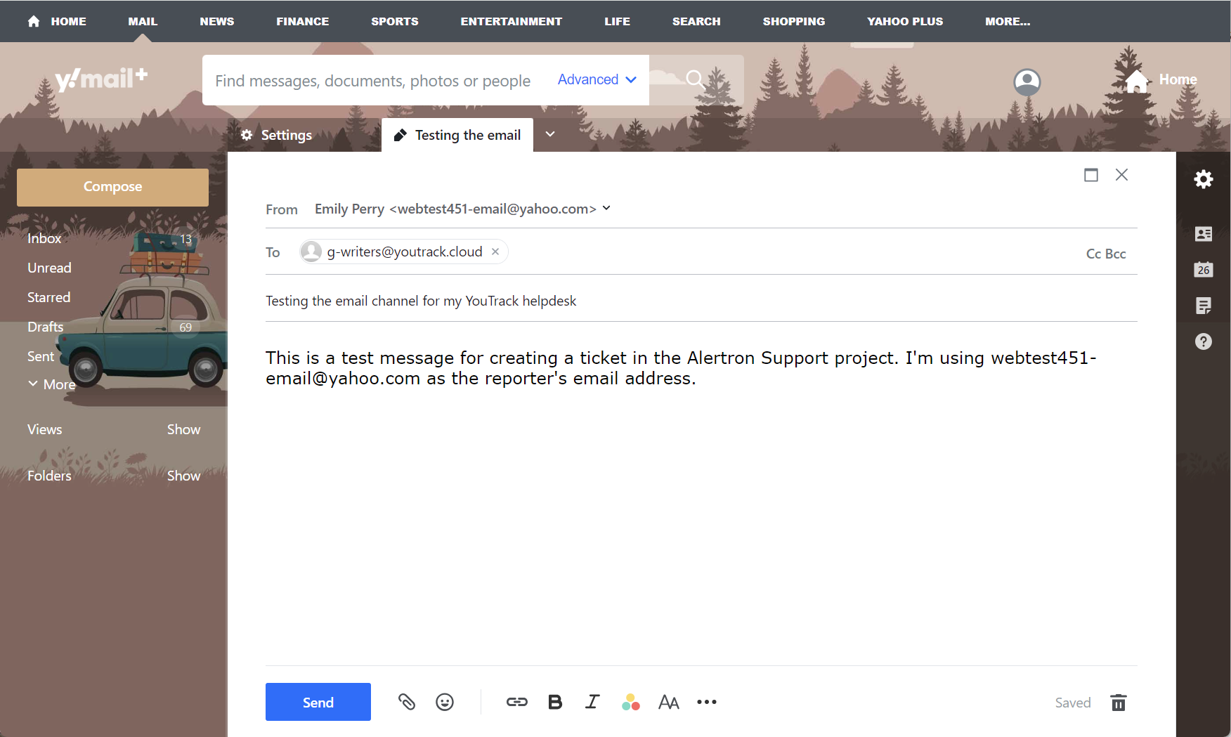Sending a test message to the email channel. Sending a test message to the email channel.
