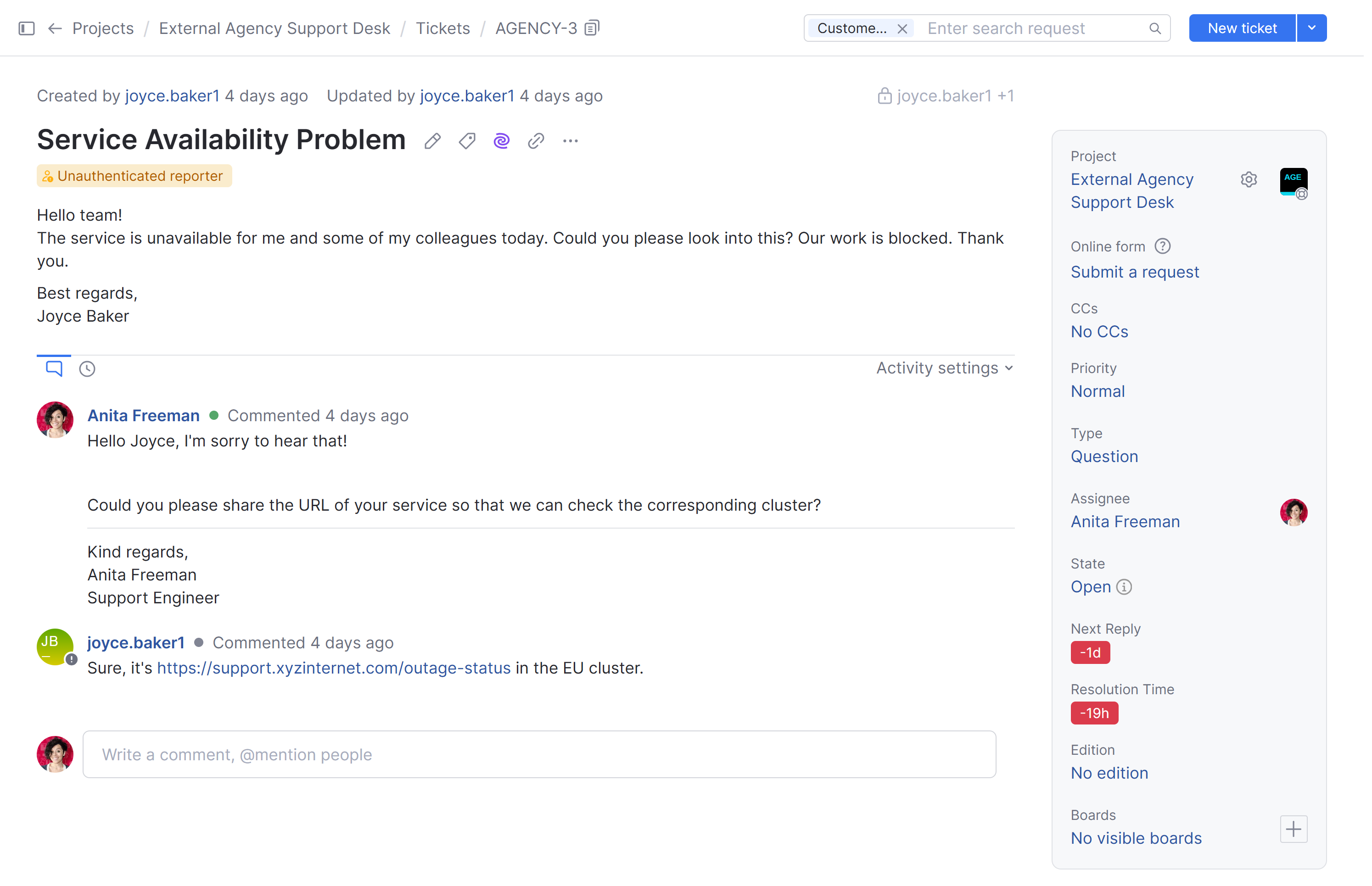 An overdue helpdesk ticket An overdue helpdesk ticket