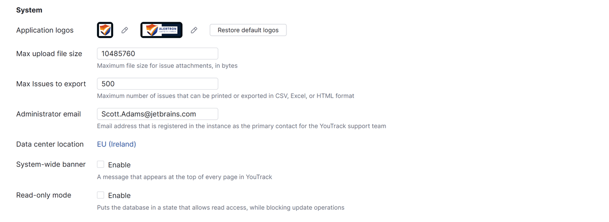 system settings for YouTrack Cloud system settings for YouTrack Cloud
