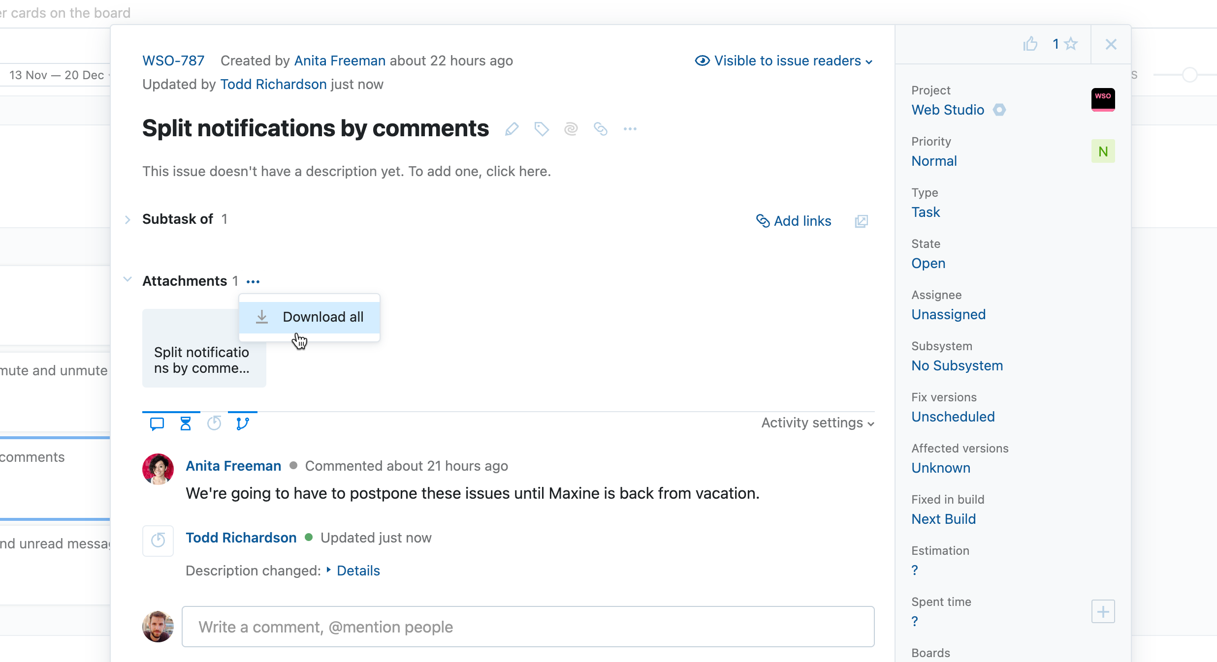 Issue attachment options Issue attachment options