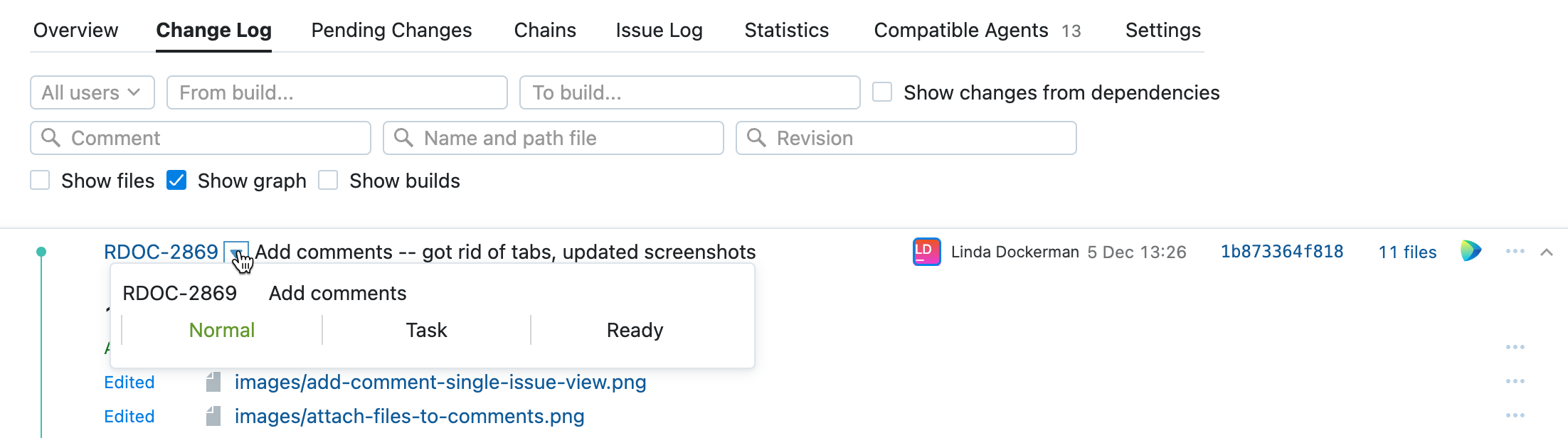 A link to a YouTrack issue from a VCS commit in TeamCity. A link to a YouTrack issue from a VCS commit in TeamCity.