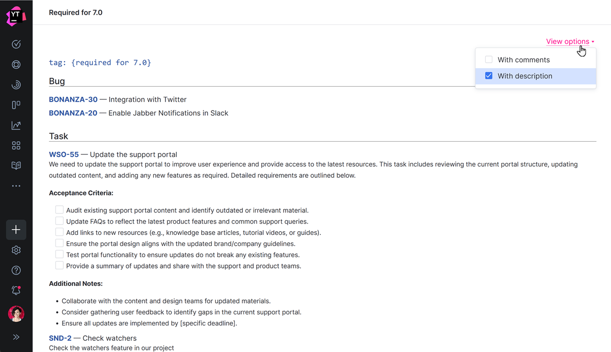 View options for release notes. View options for release notes.