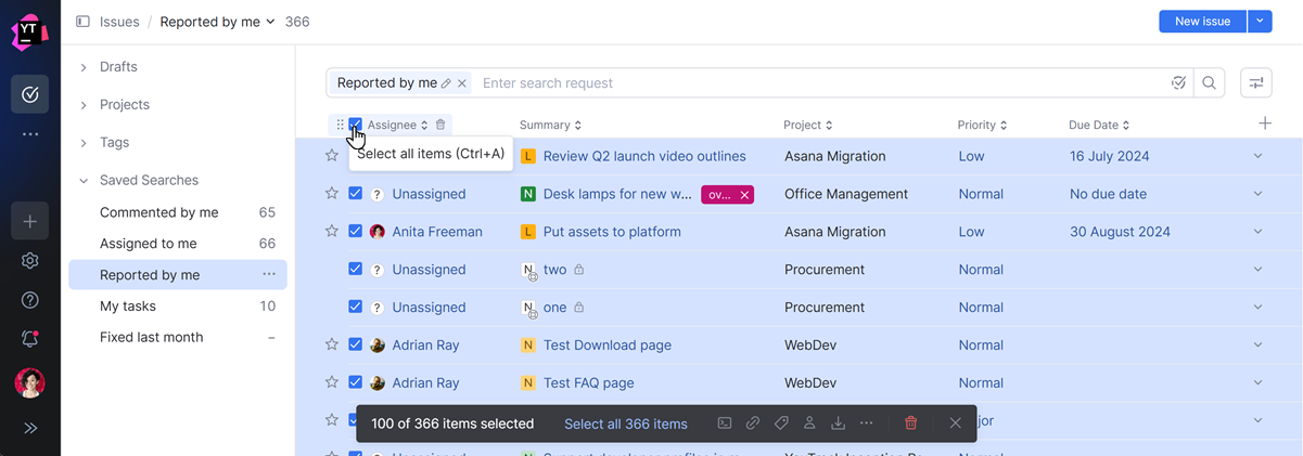 The issue toolbar. The issue toolbar.