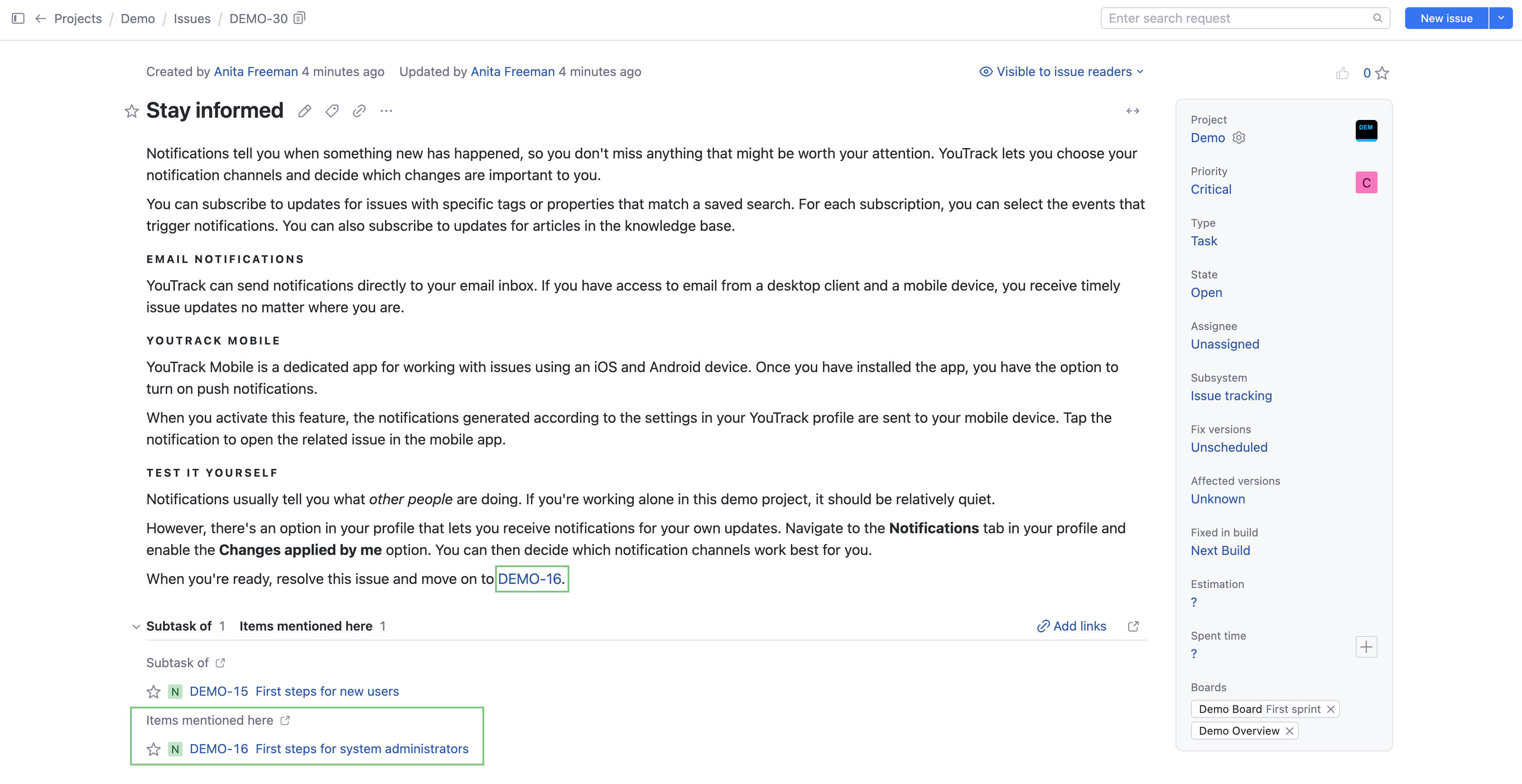 The list of items mentions in an issue. The list of items mentions in an issue.
