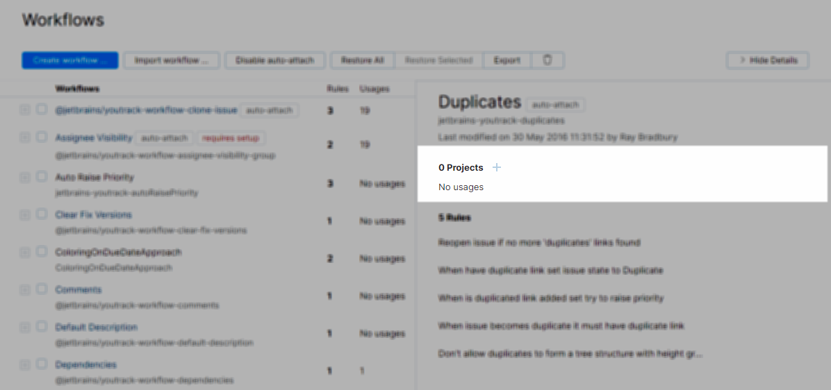 Legacy workflows detached from all projects. Legacy workflows detached from all projects.