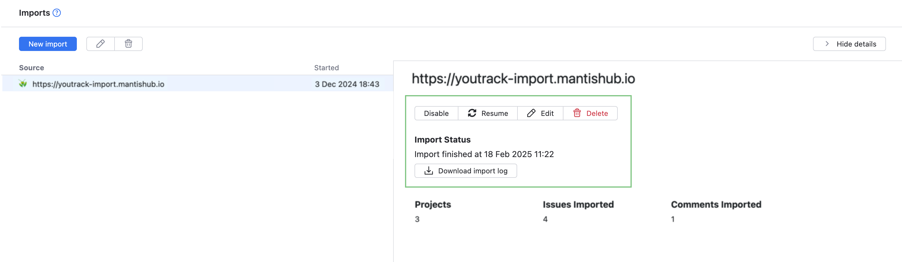 Import Options Import Options