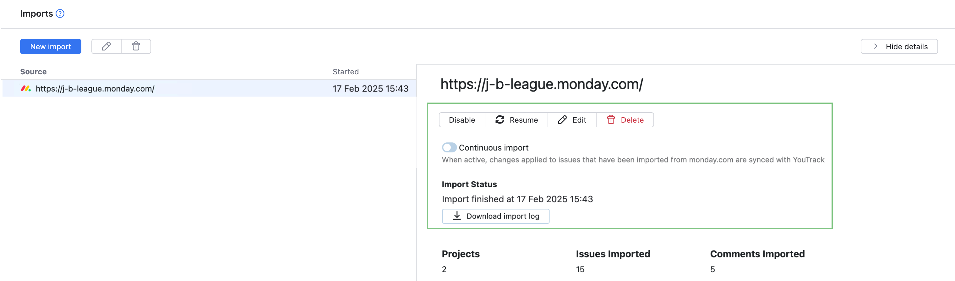 Import Options Import Options