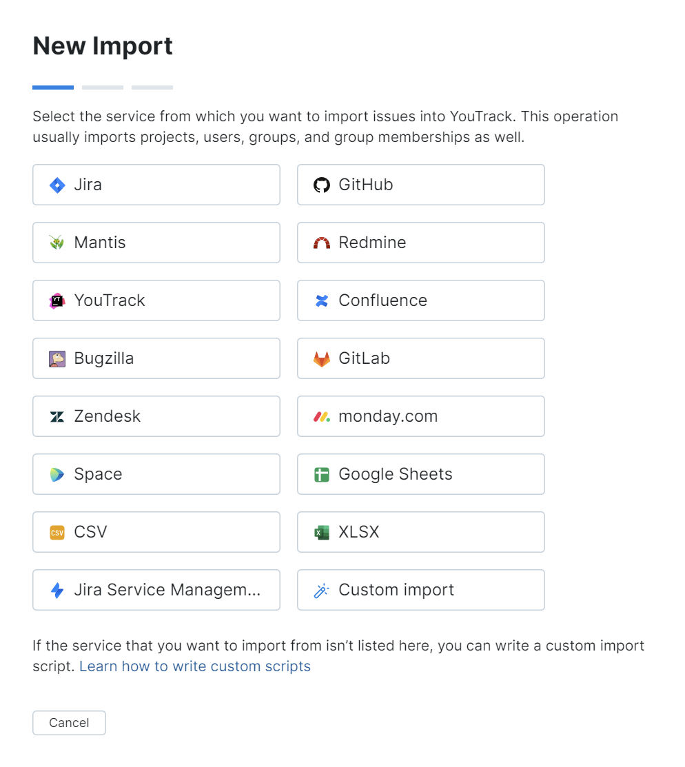 New import dialog New import dialog