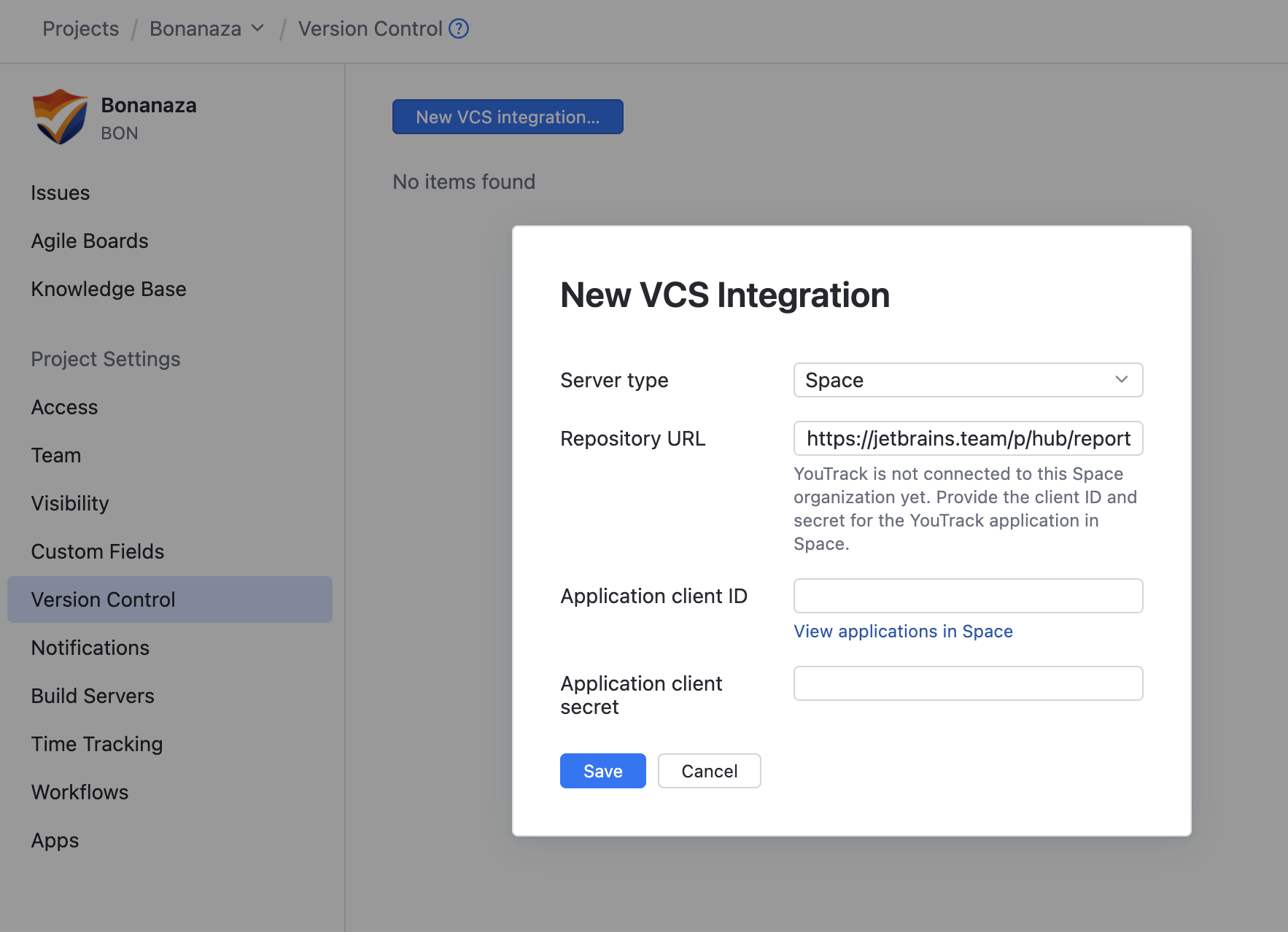 new Space VCS integration new Space VCS integration